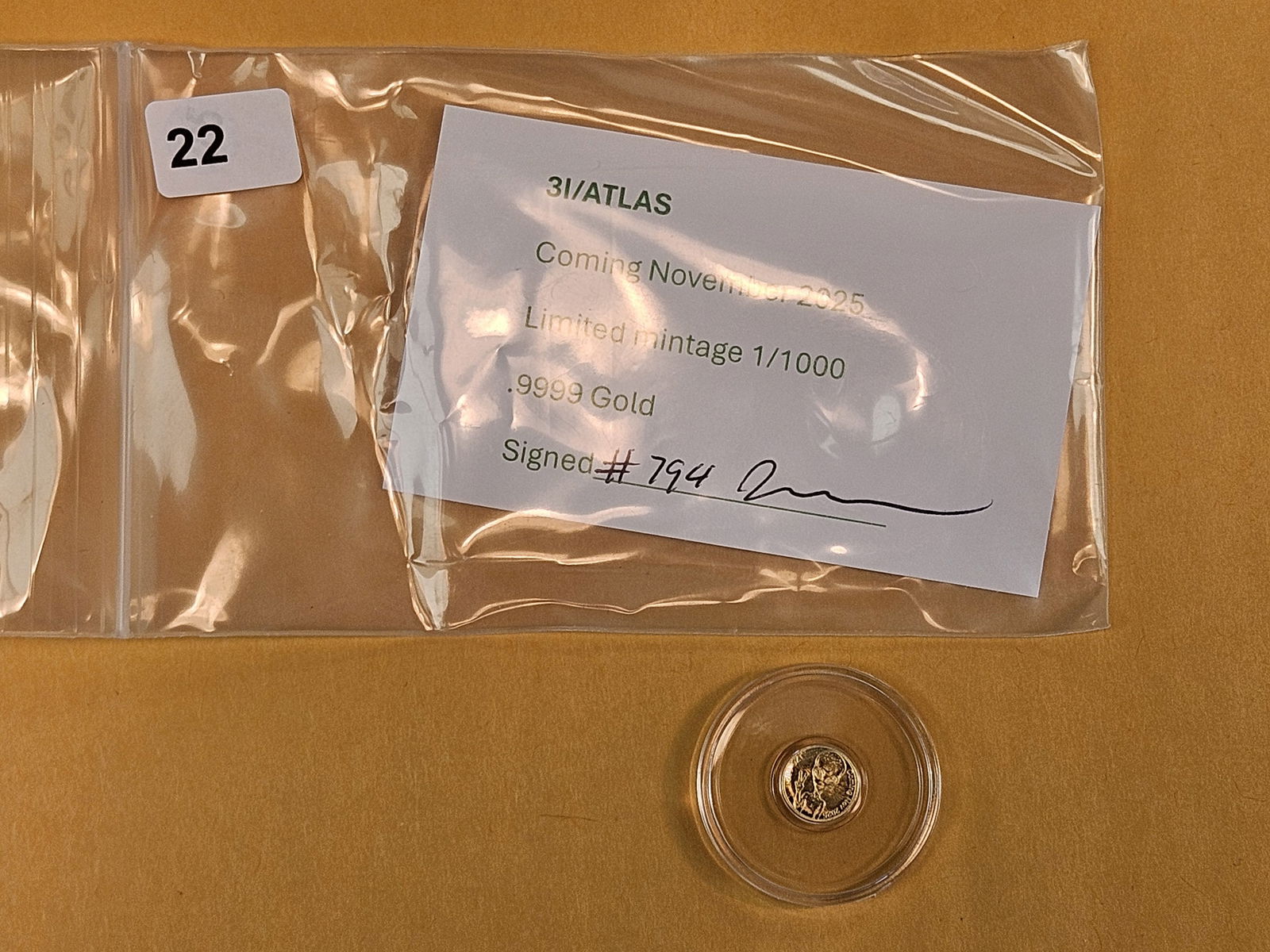 GOLD! ALIEN GOLD! One-two hundredth .9999 fine gold round - 2