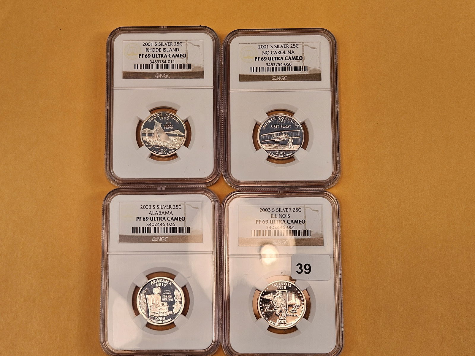 Four NGC-graded, SILVER Washington Quarters - 2