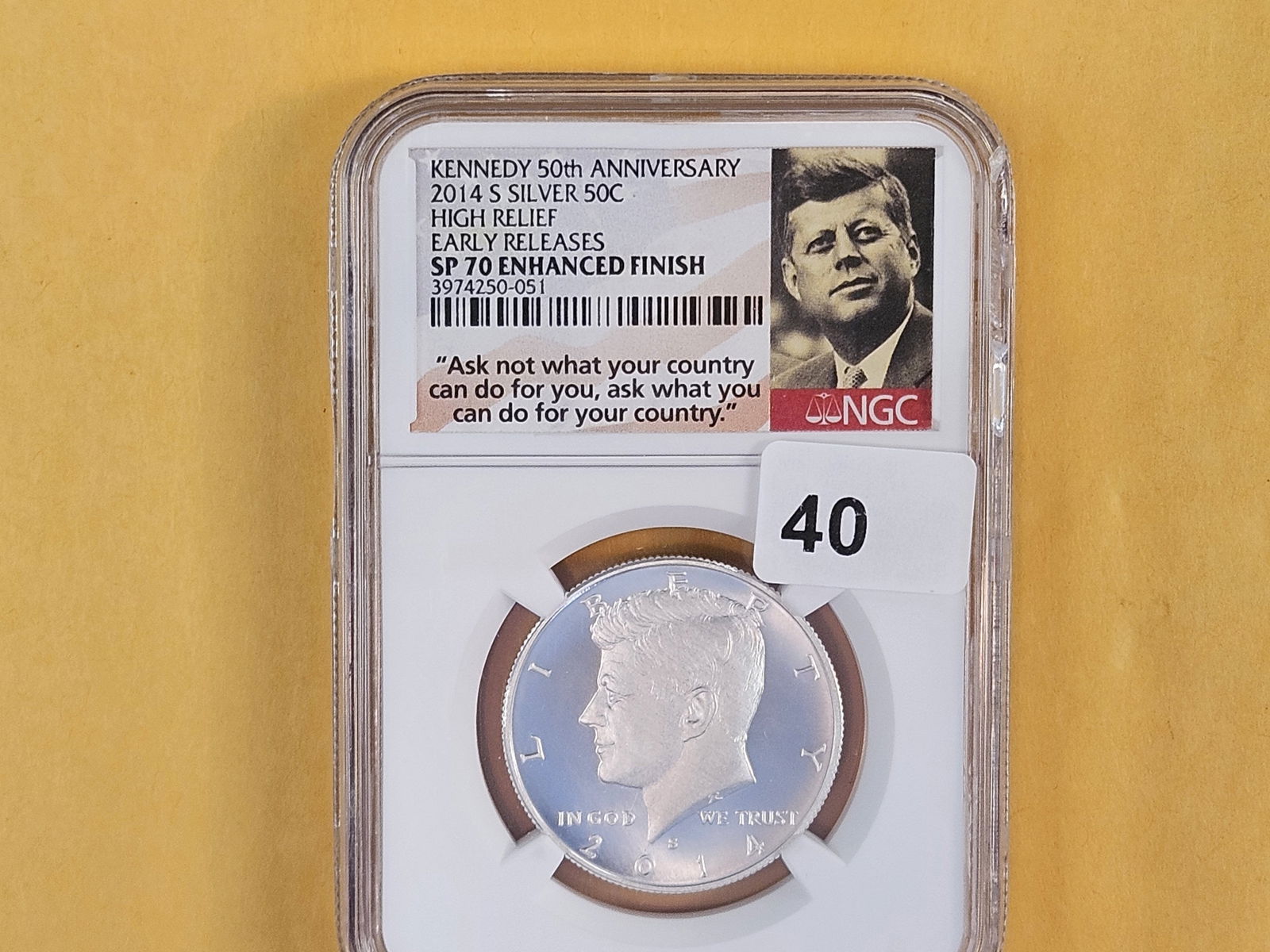 PERFECT! NGC 2014-S SILVER Kennedy half Dollar in SP 70 Enhanced Finish - 2