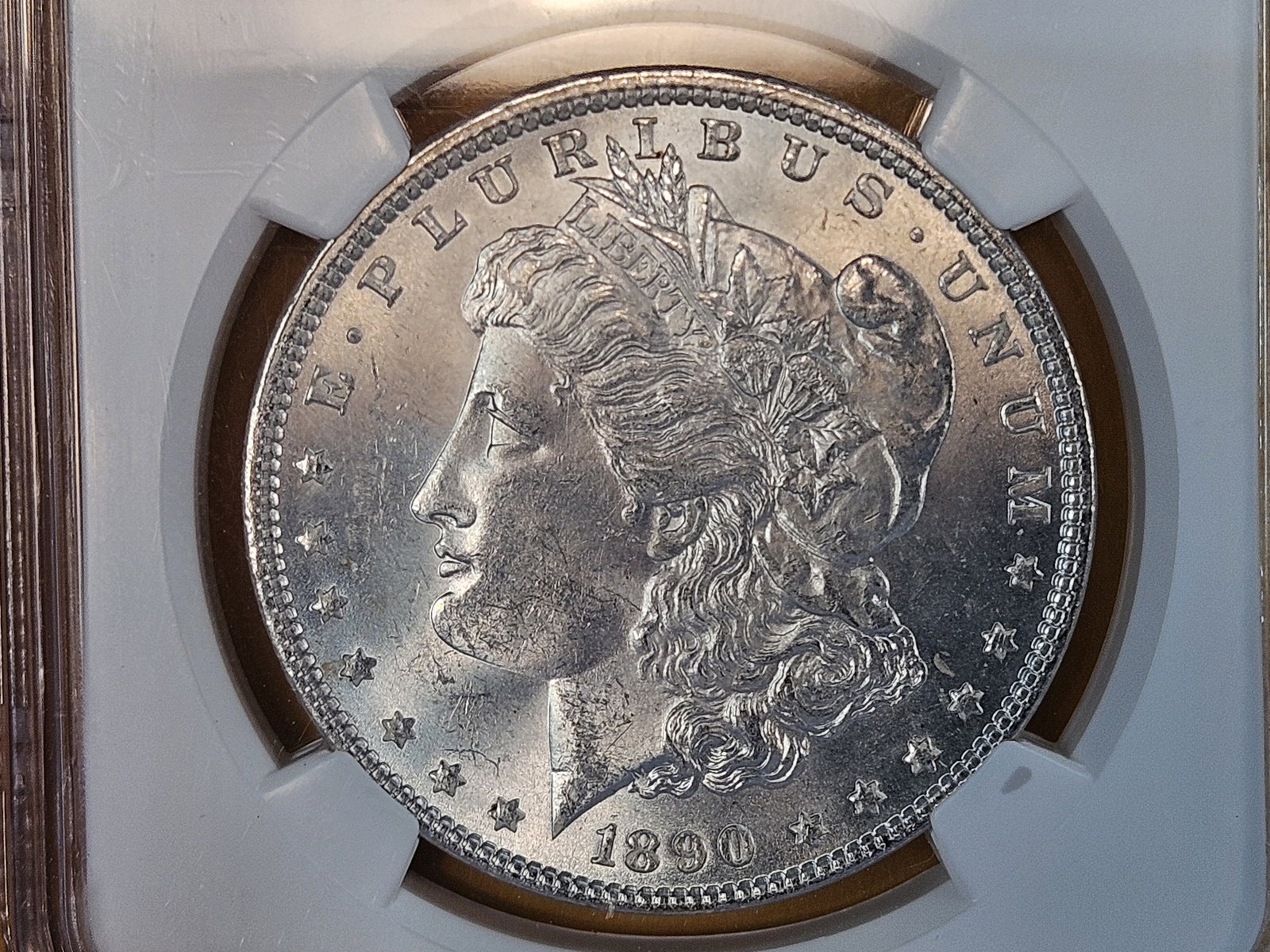 NGC 1890 Morgan Dollar in Mint State 63 (1 of 4)