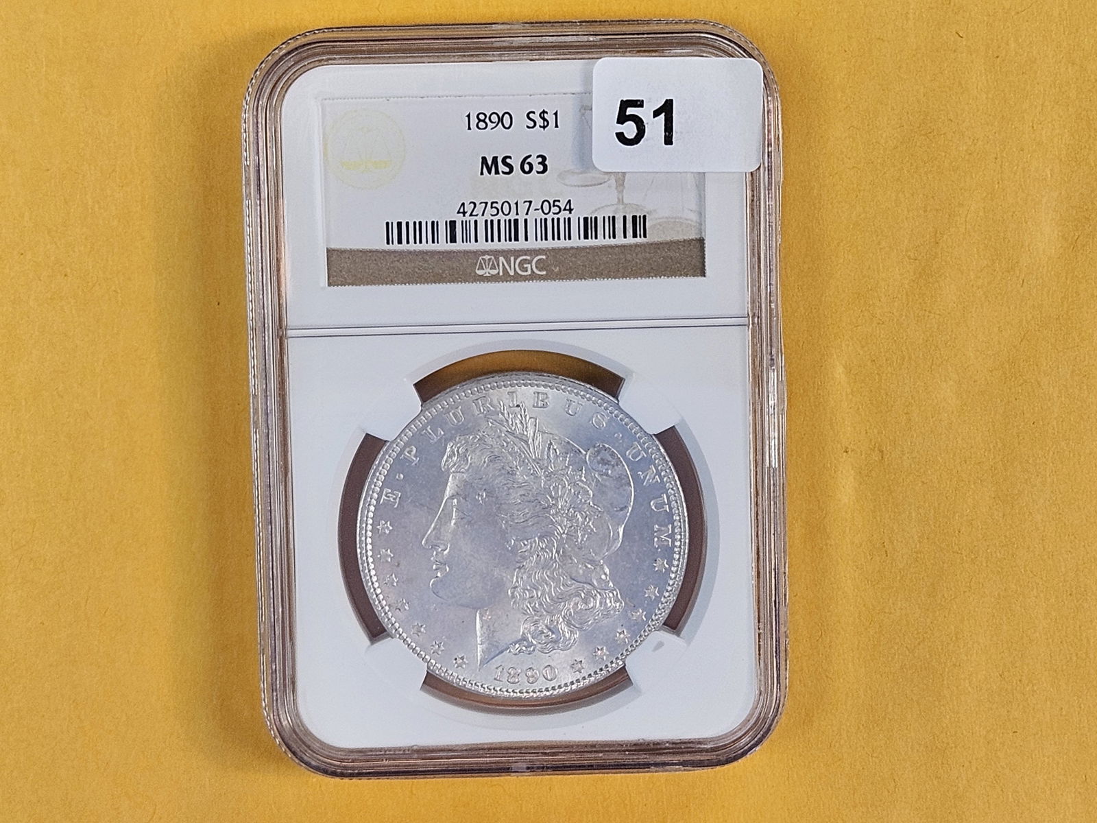NGC 1890 Morgan Dollar in Mint State 63 - 2