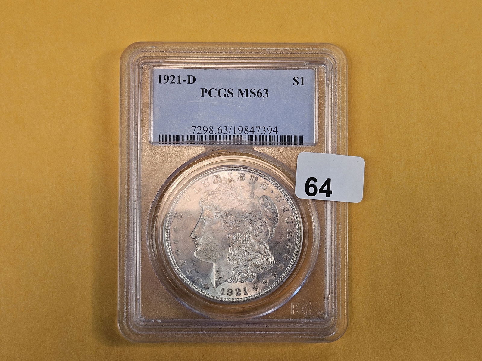 PCGS 1921-D Morgan Dollar in Mint State 63 - 2
