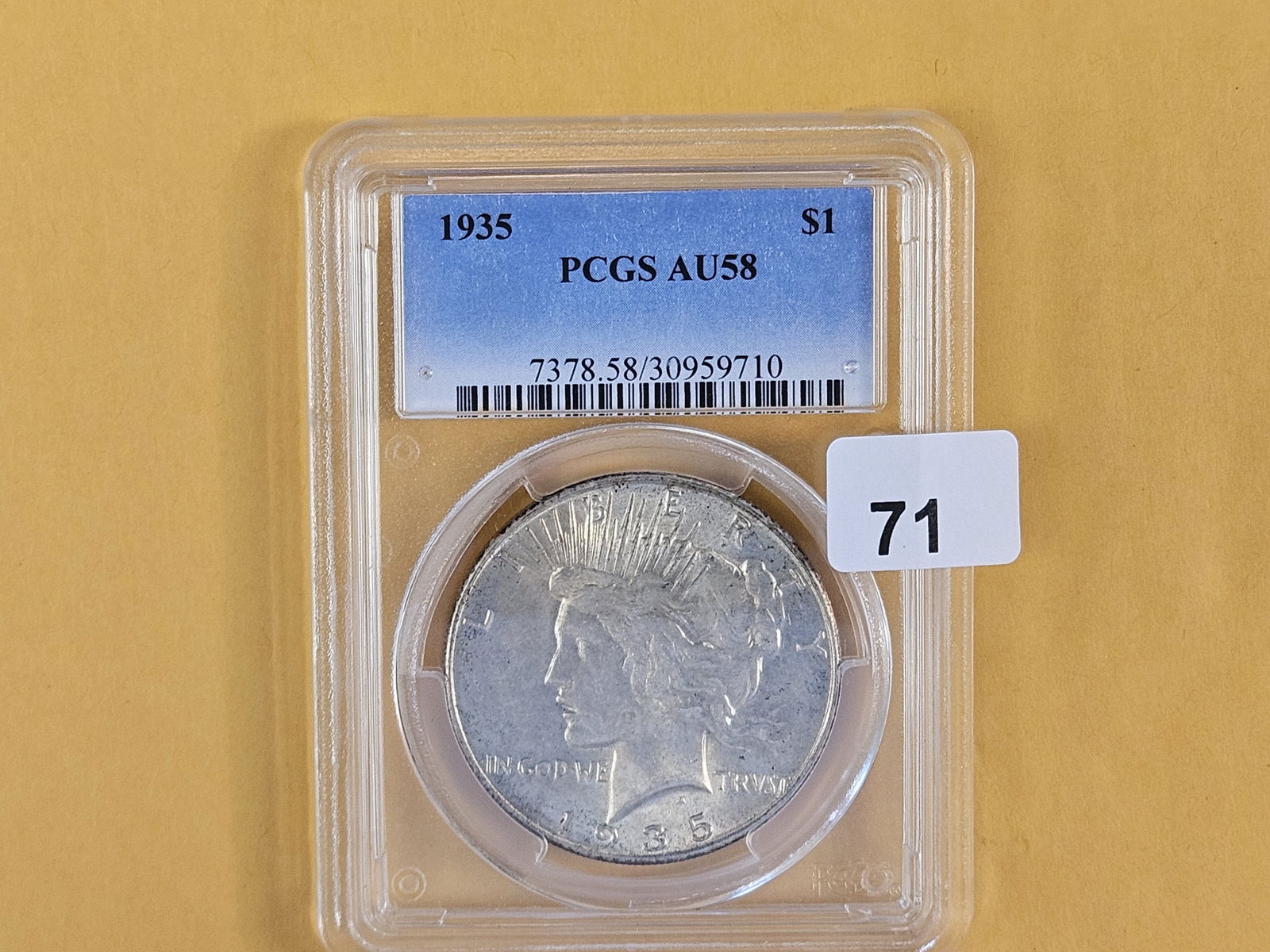 PCGS 1935 Peace silver Dollar in About Uncirculated - 58 - 2