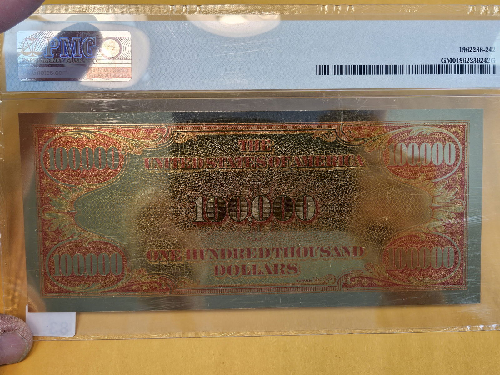 PMG Gold Certificate "Smithsonian Edition" replica of $100,000 Gold Certificate - 4