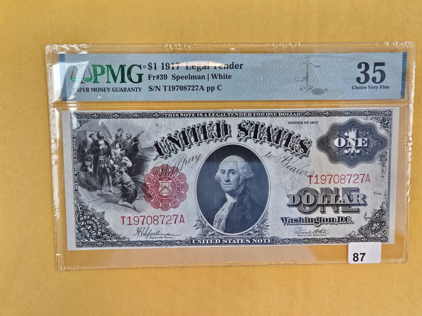 PMG 1917 One Dollar Legal Tender in Choice Very Fine - 35 (1 of 2)