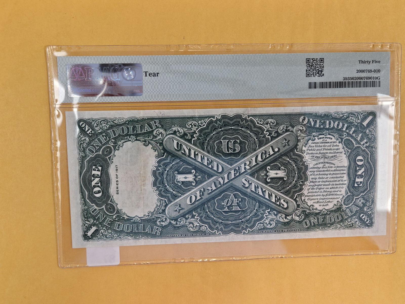PMG 1917 One Dollar Legal Tender in Choice Very Fine - 35 - 2