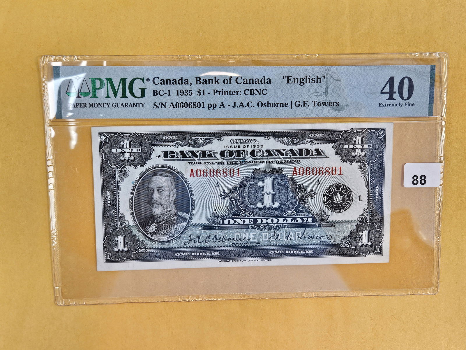 PMG 1935 Bank of Canada One Dollar in Extra Fine - 40 (1 of 2)