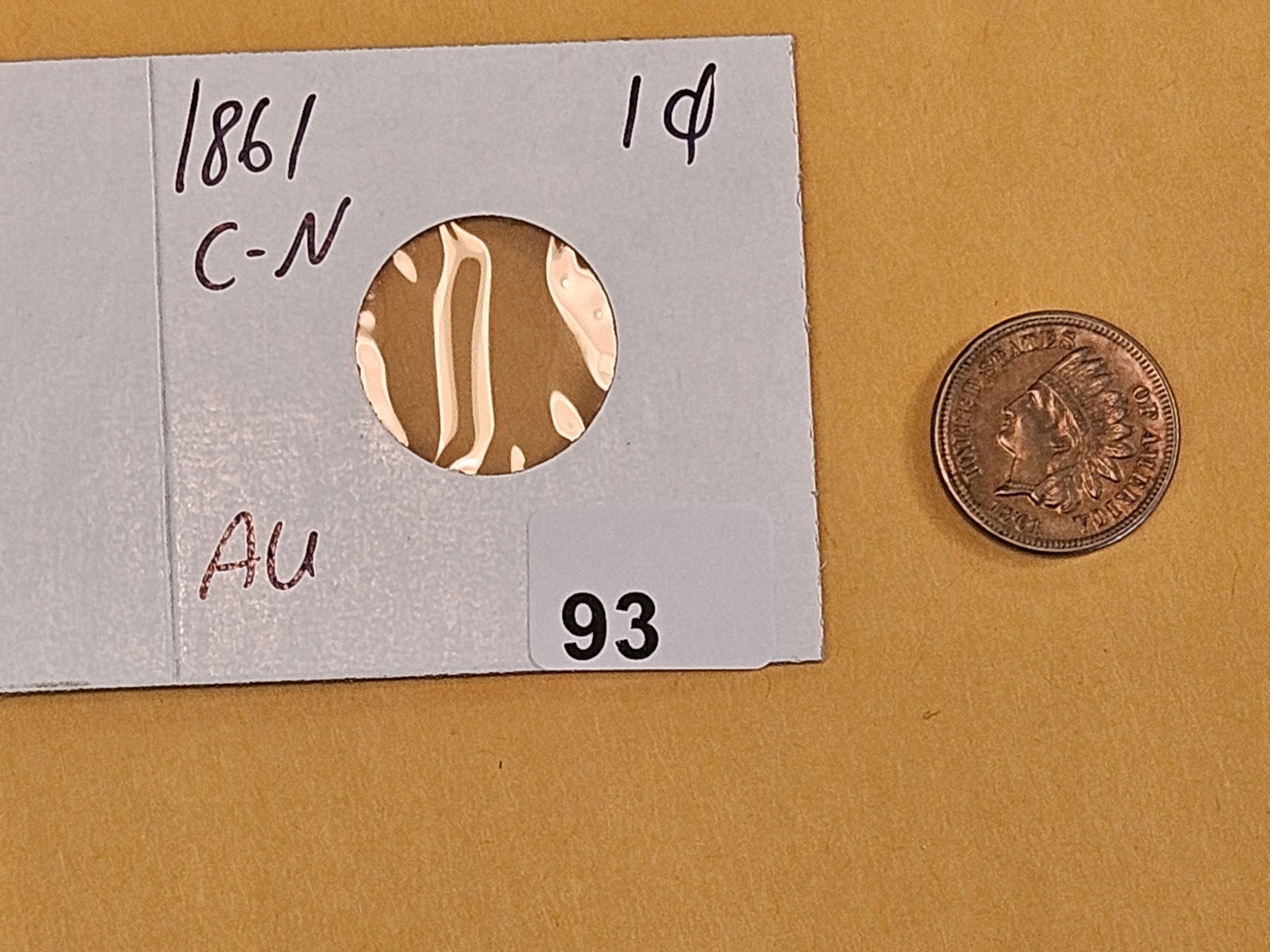 1861 Copper-Nickel Indian cent in About Uncirculated - 2