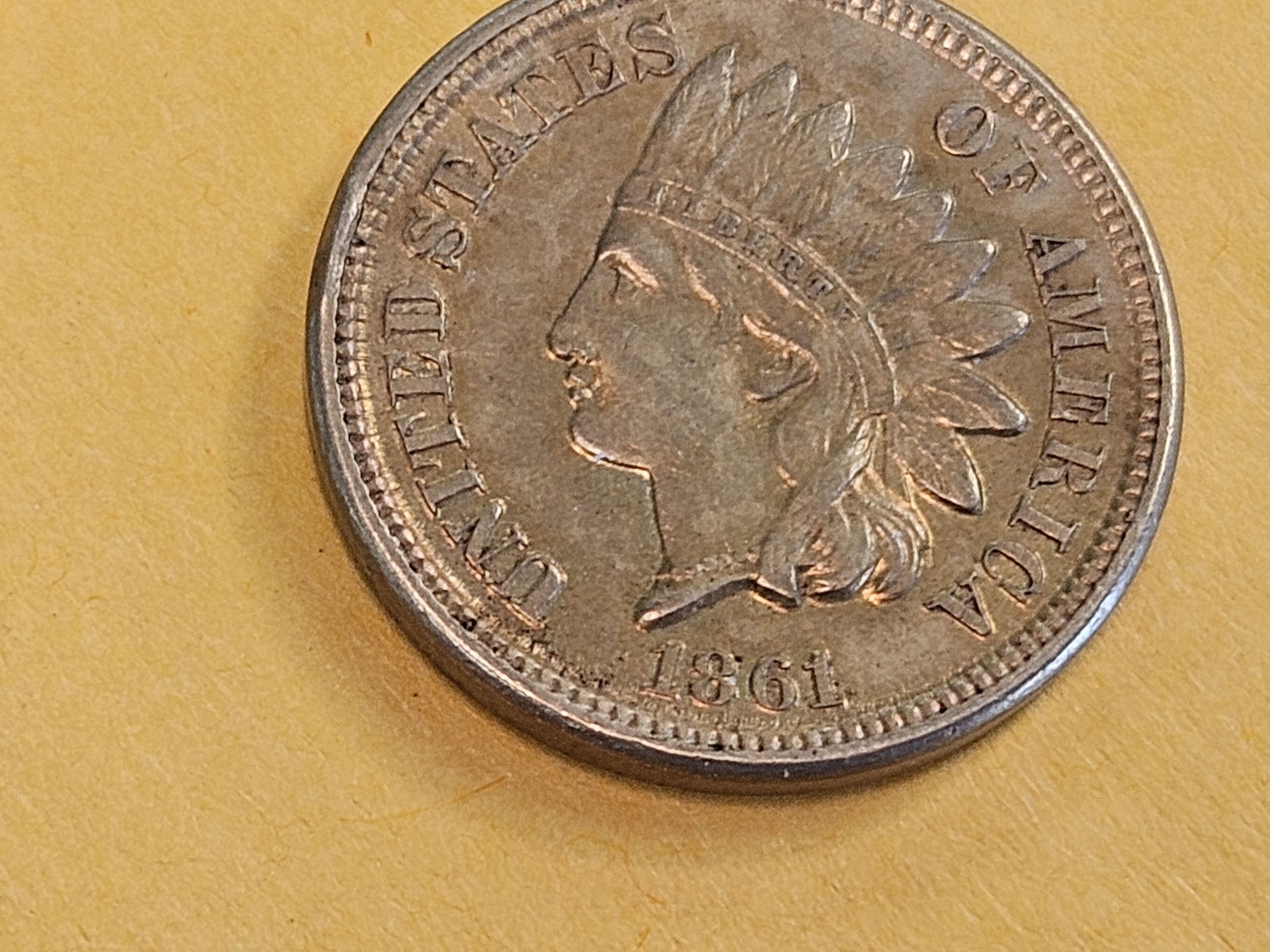 1861 Copper-Nickel Indian cent in About Uncirculated - 3