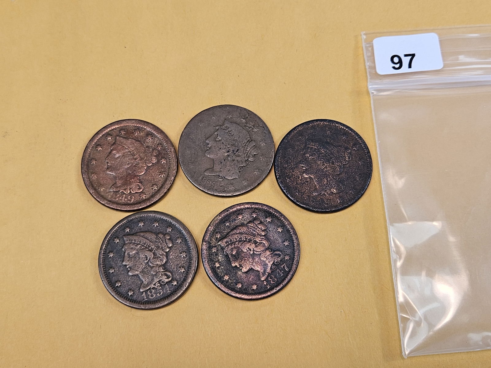 Five Mixed Large Cents - 2