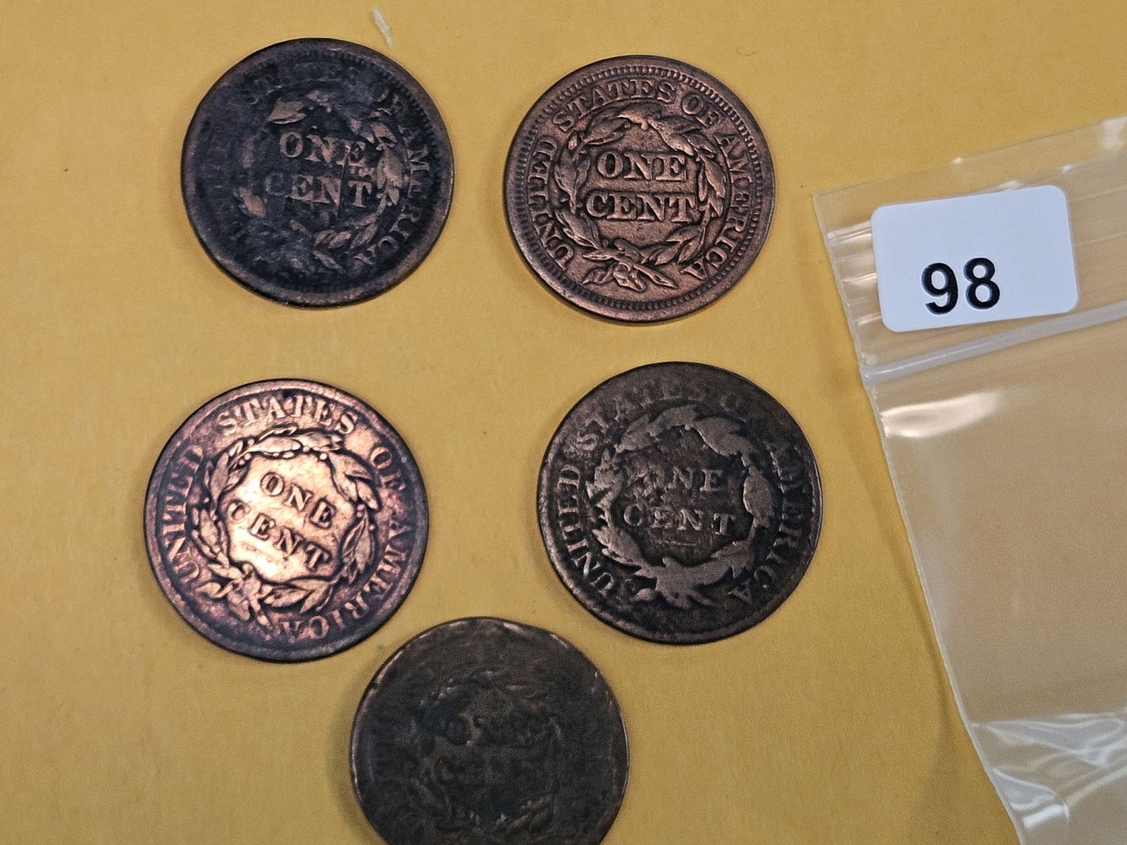 Five Mixed Large Cents - 2