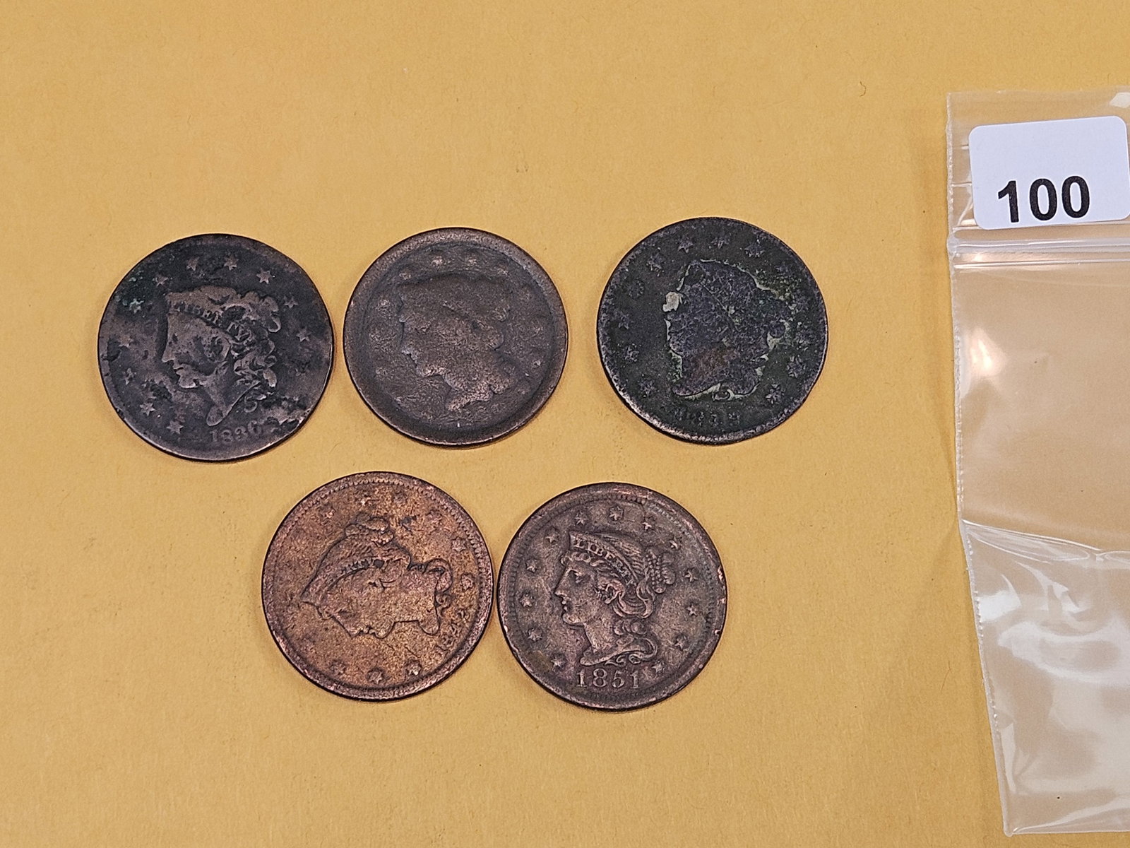 Five Mixed Large Cents (1 of 2)
