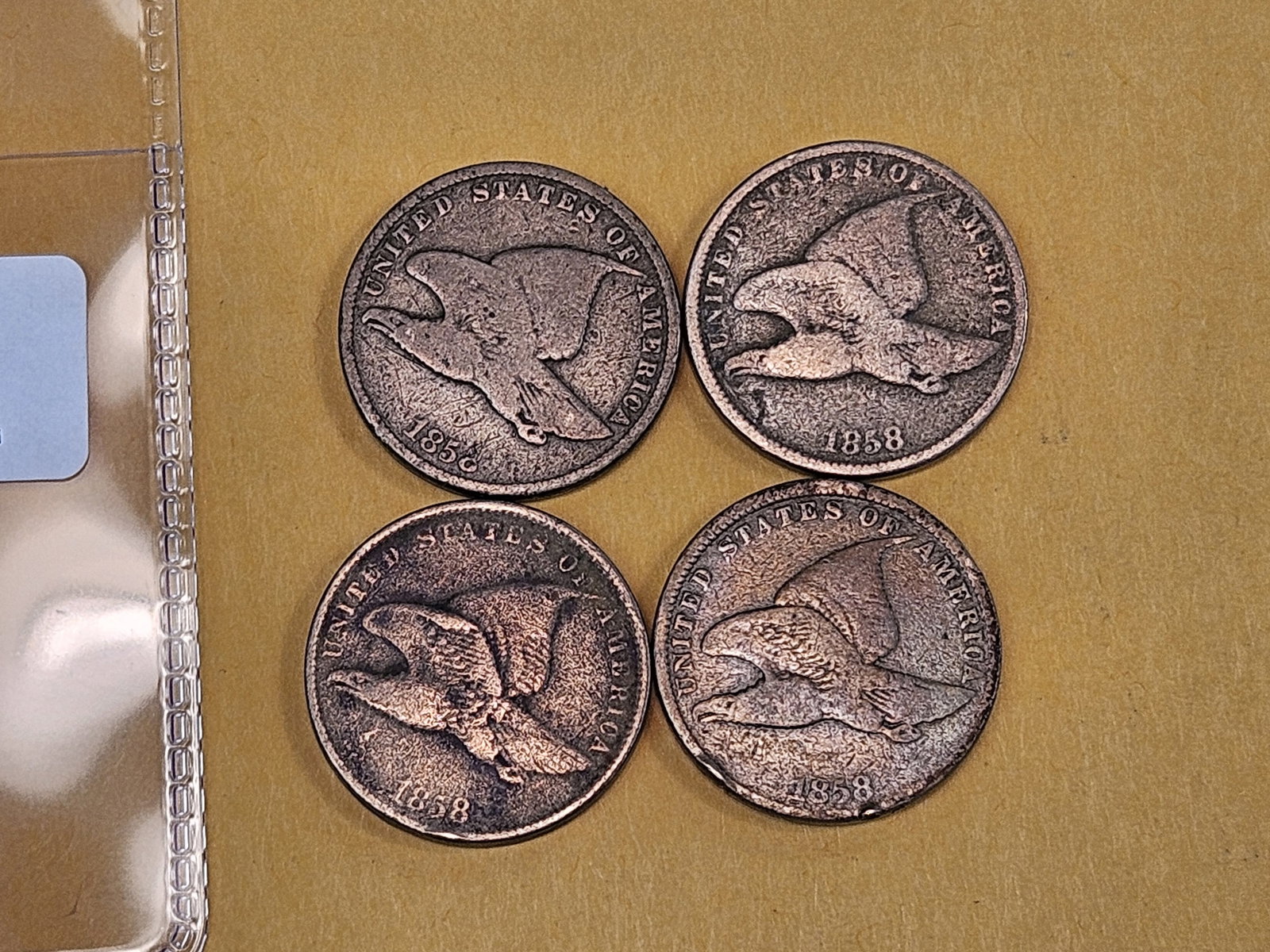 Four 1858 Flying Eagle Cents (1 of 3)