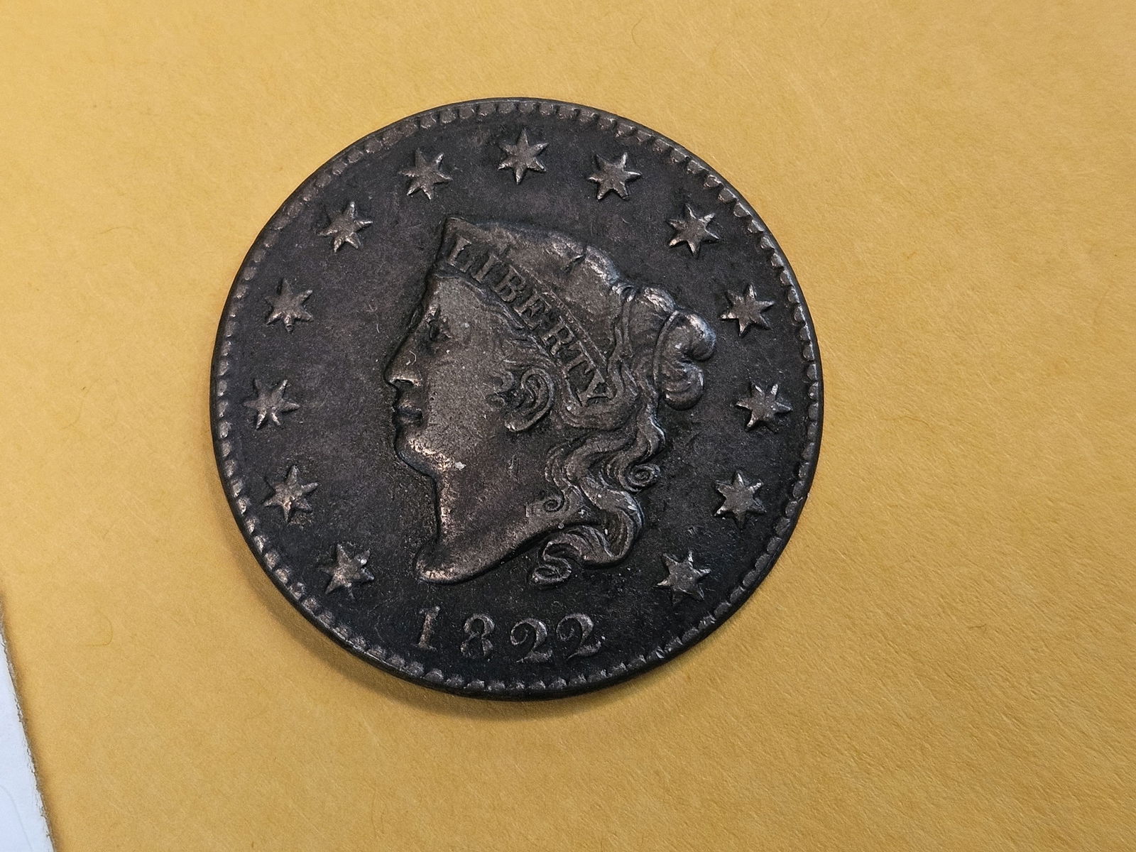 1822 Coronet Head Large Cent in Very Fine - 3