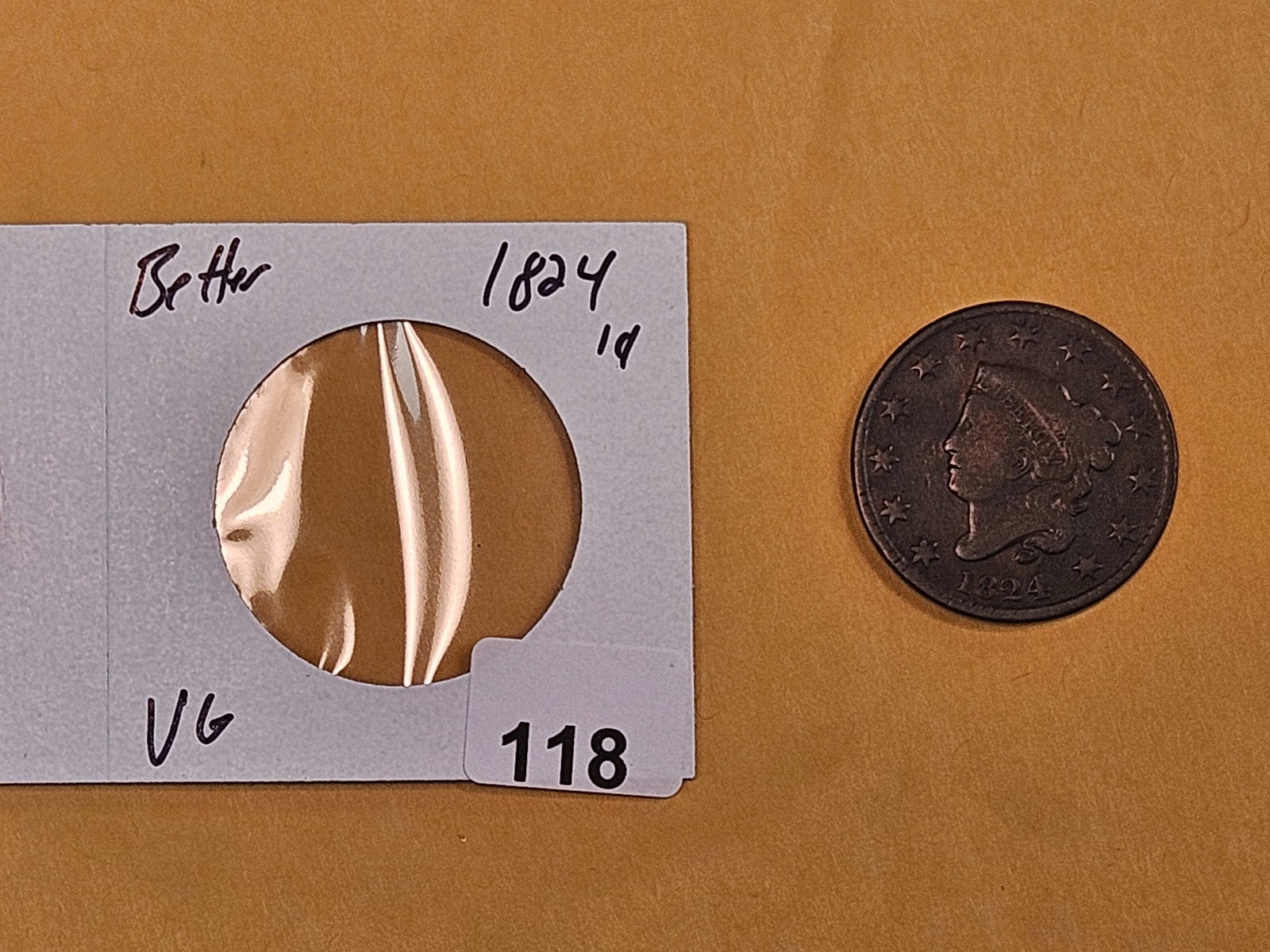 Better 1824 Coronet Head Large Cent - 2