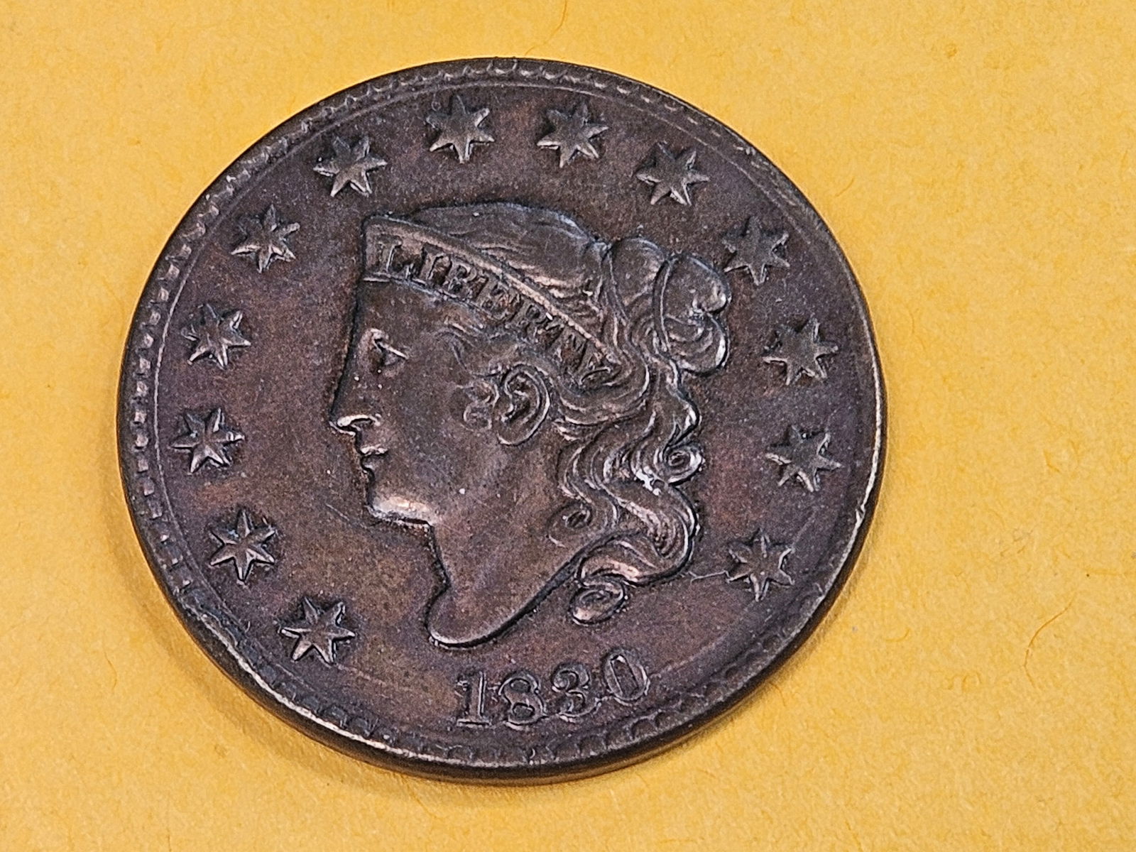 1830 Coronet Head Large cent in Very Fine - 3