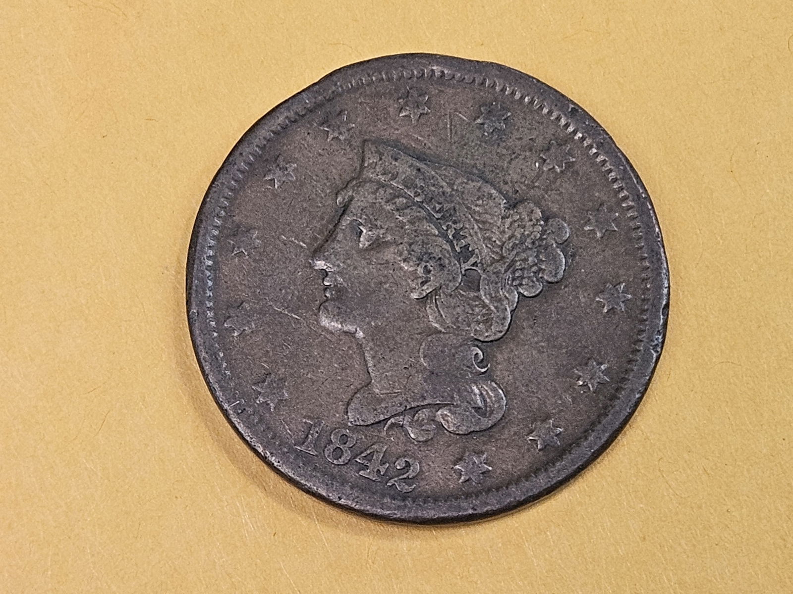 1842 Braided Hair Large Cent (1 of 5)