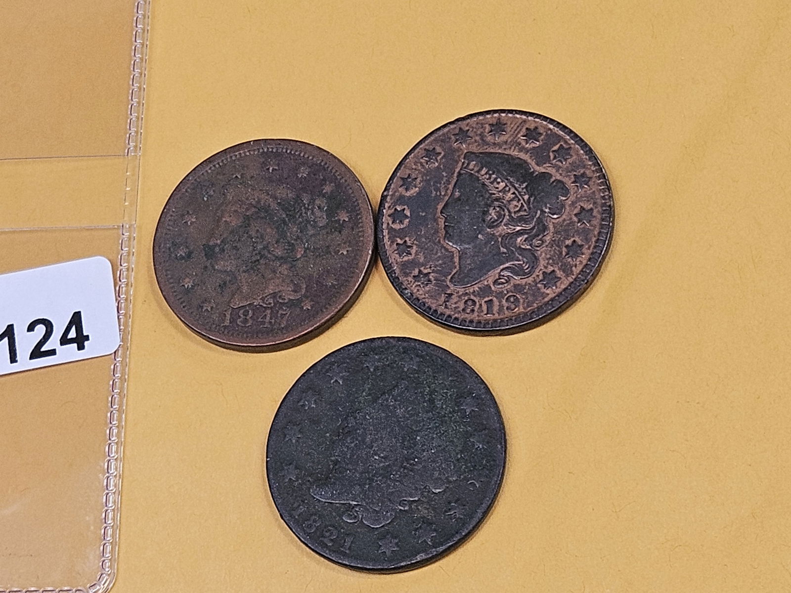 Three mixed Coronet and Braided Hair Large Cents - 2