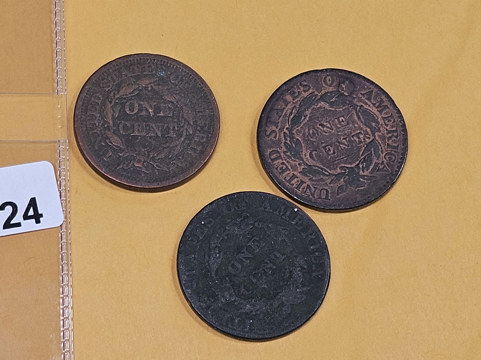 Three mixed Coronet and Braided Hair Large Cents - 3