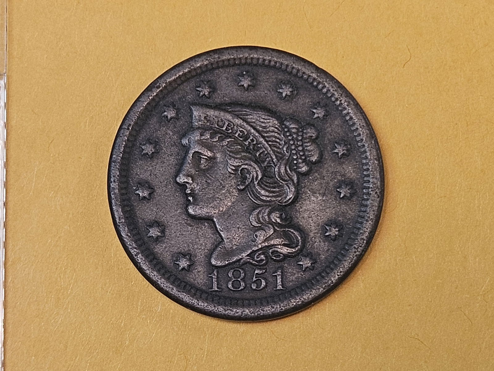 1851 Braided Hair Large Cent (1 of 5)