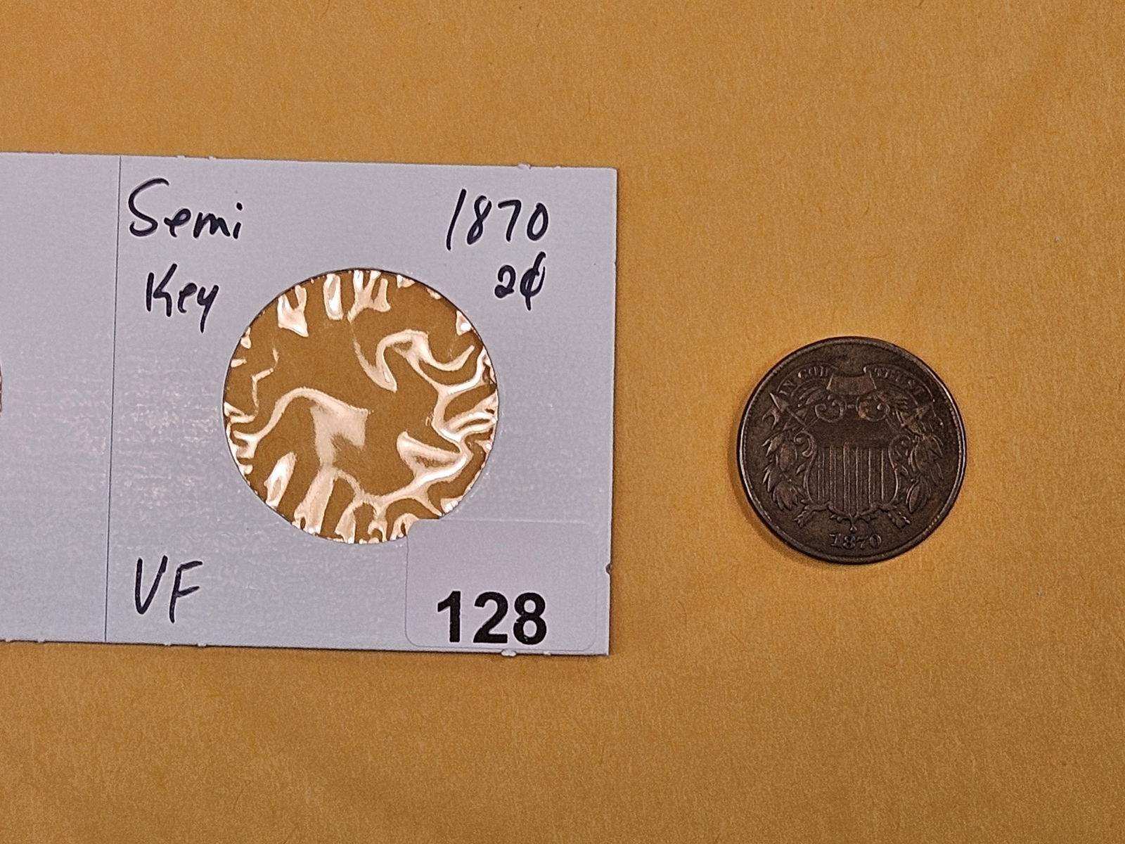 * Semi-Key 1870 Two Cent piece in Very Fine - 2