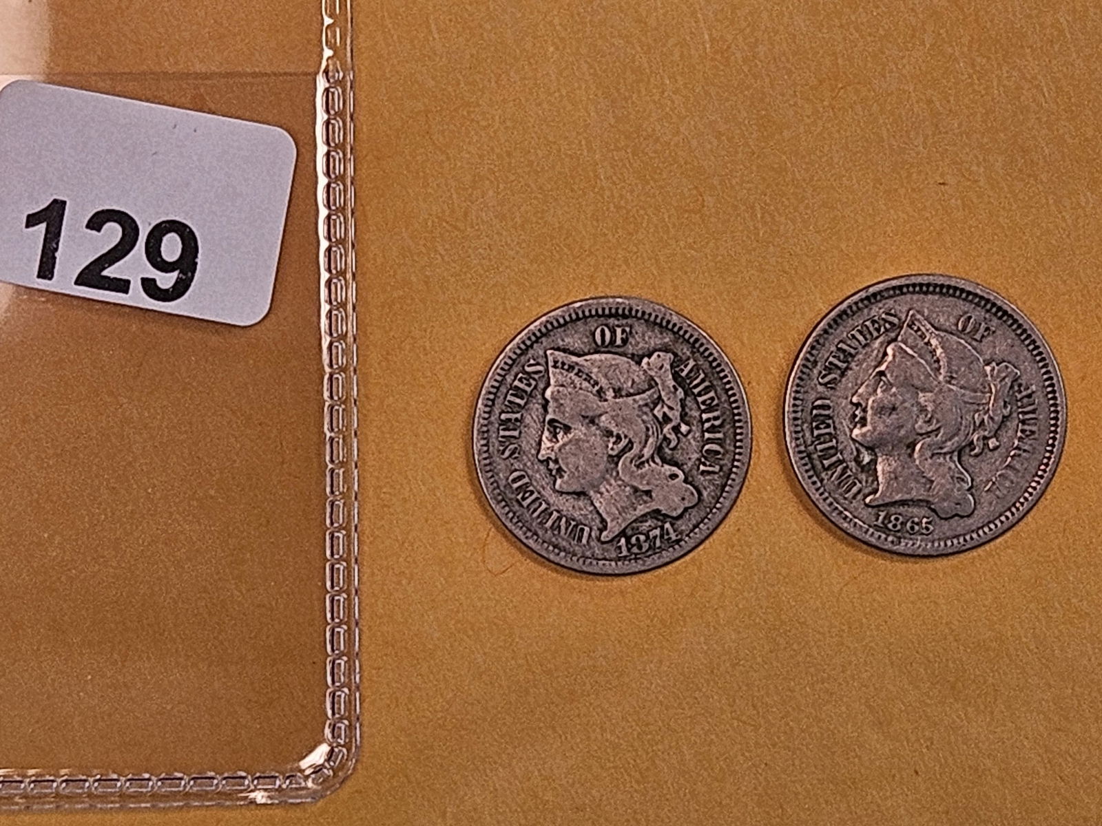 1874 and 1865 Three Cent Nickels - 2