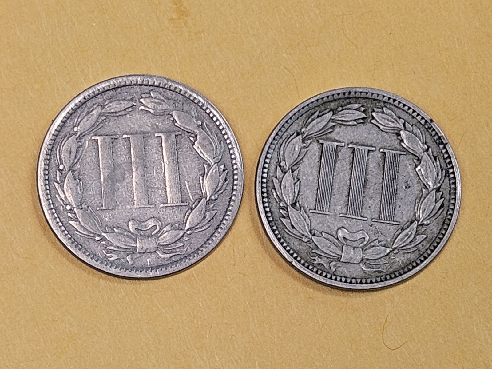 1870 and 1865 Three Cent Nickels - 3