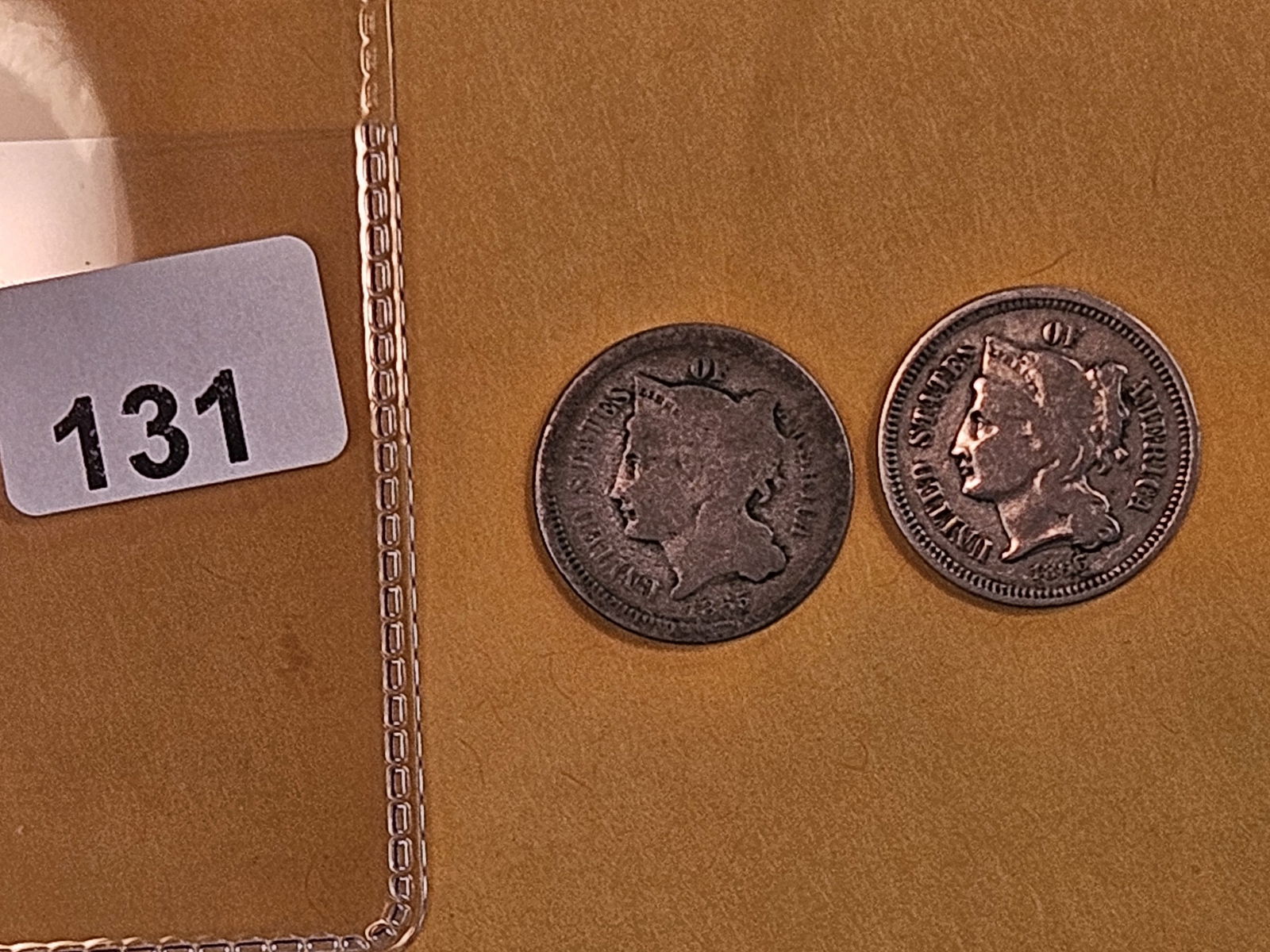 1865 and 1866 Three cent Nickels - 2