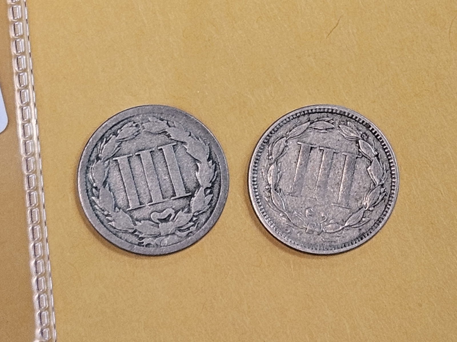 1865 and 1866 Three cent Nickels - 3