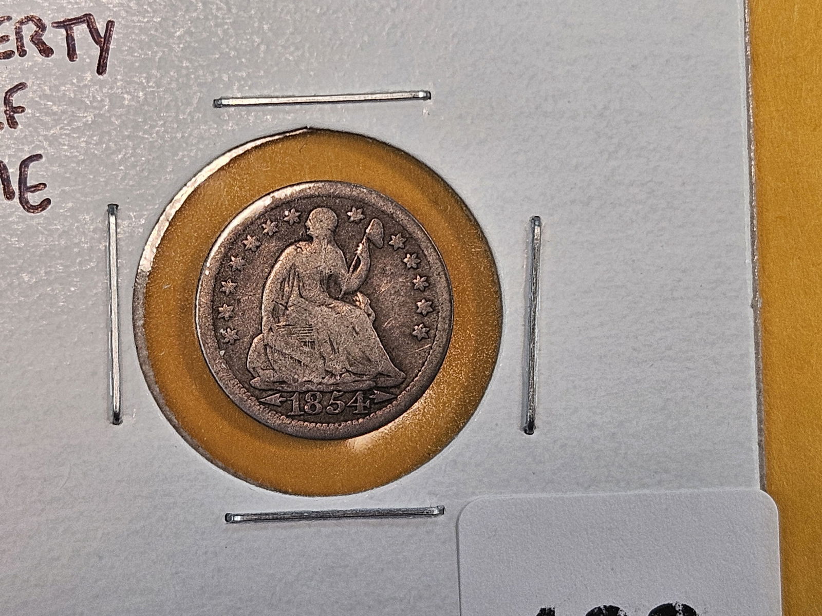 Three Shield Nickels and a Seated Liberty silver Half-Dime - 5