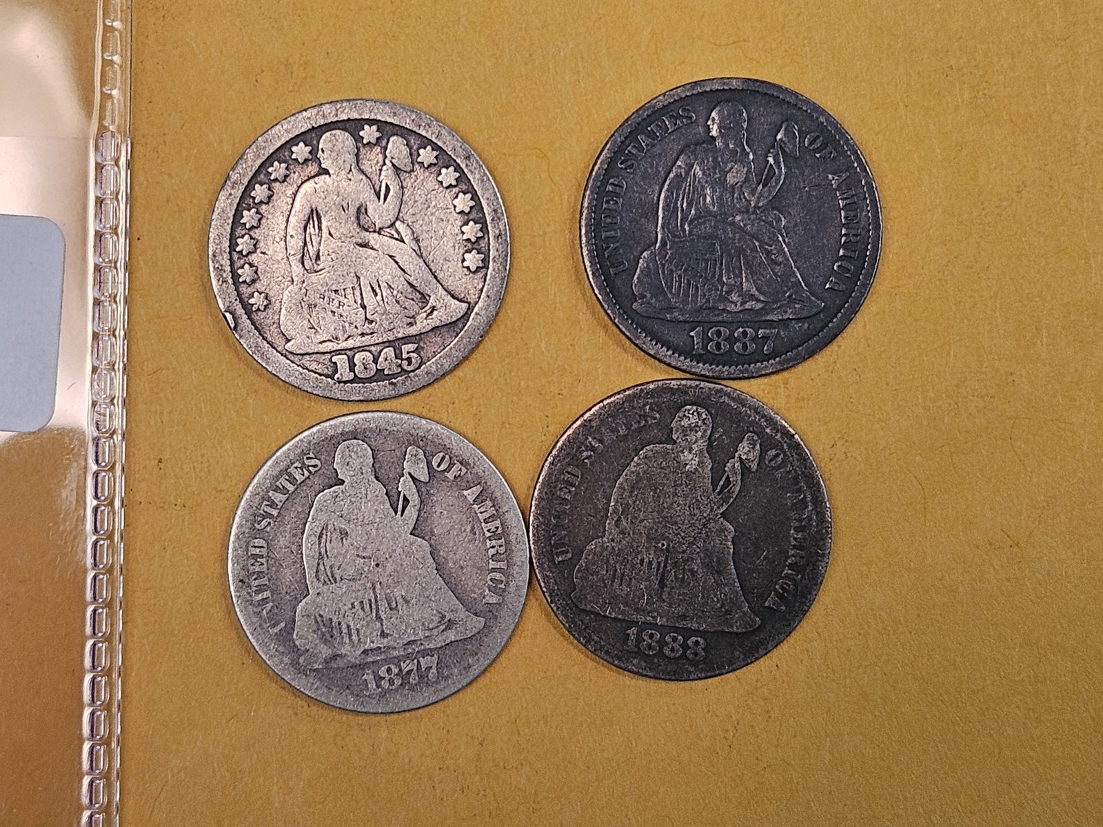 Four mixed Seated Liberty Silver Dimes (1 of 3)