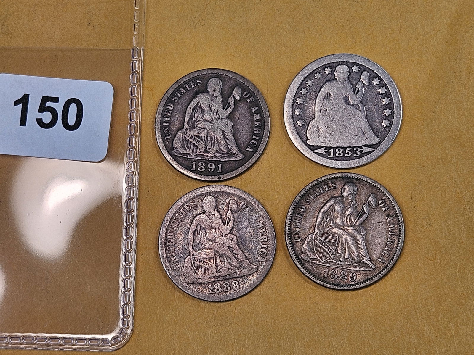 Four mixed Seated Liberty Silver Dimes - 2