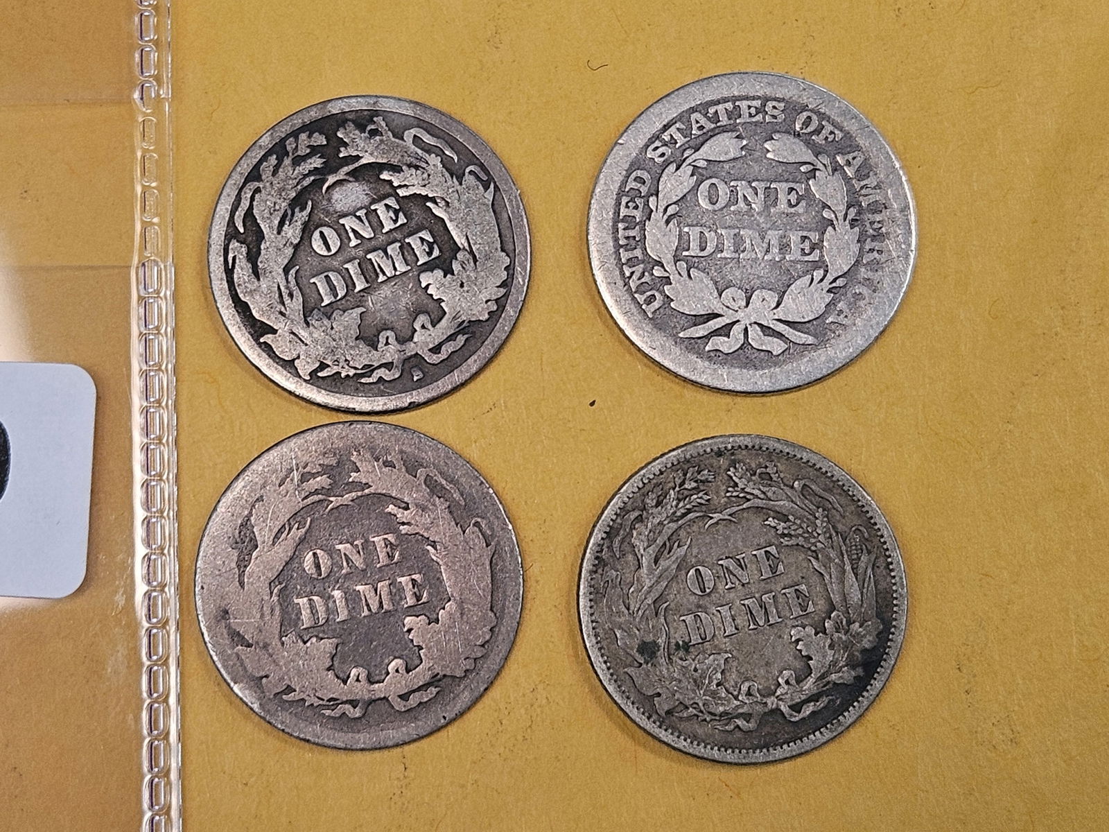 Four mixed Seated Liberty Silver Dimes - 3