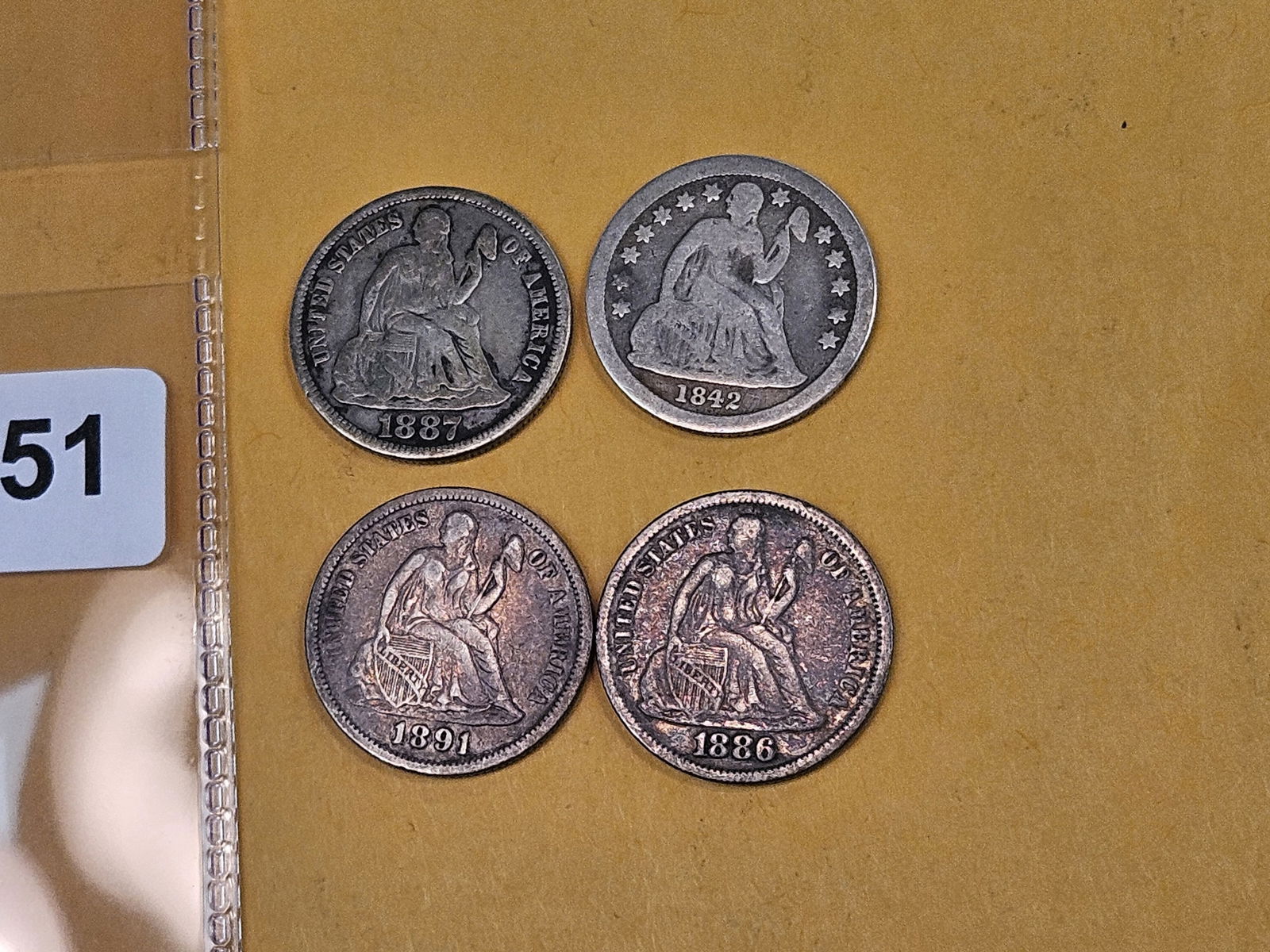 Four mixed Seated Liberty Silver Dimes - 2