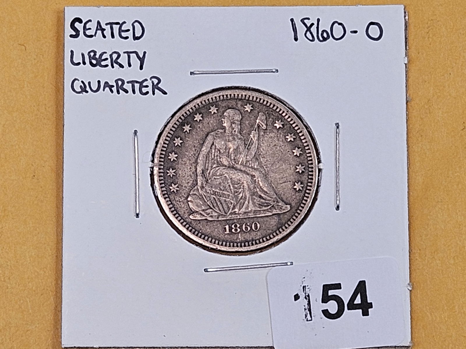 Better Date 1860-O Seated Liberty Silver Quarter in Very Fine - 2