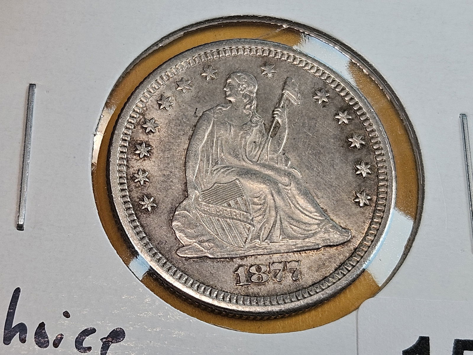 * CHOICE Brilliant Uncirculated Plus 1877-S Seated Liberty Quarter - 3