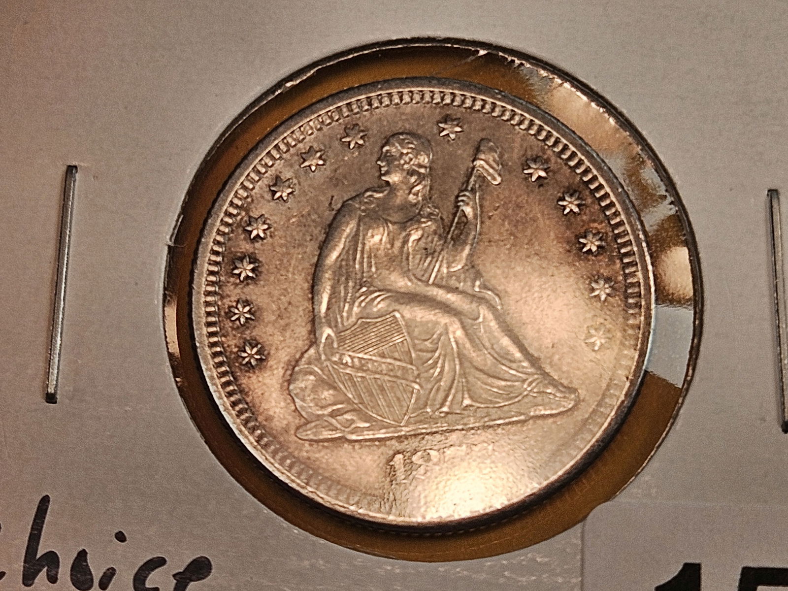 * CHOICE Brilliant Uncirculated Plus 1877-S Seated Liberty Quarter - 4