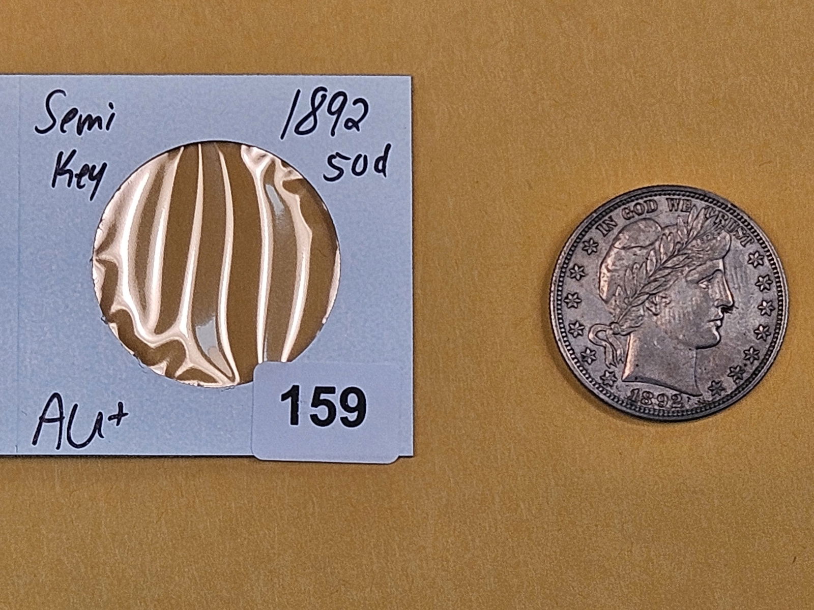 Semi-Key 1892 Barber Half Dollar in About Uncirculated plus - 2