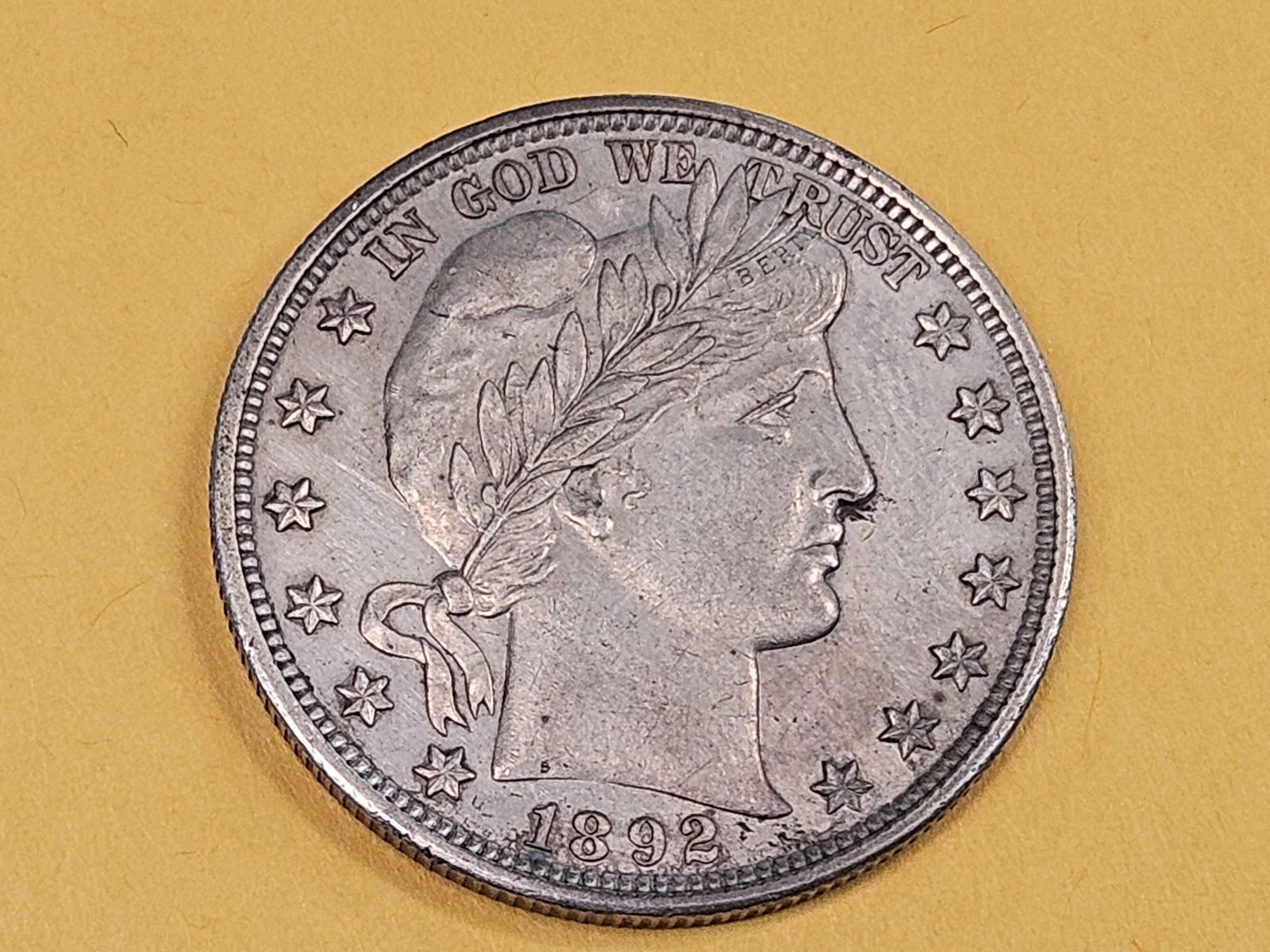 Semi-Key 1892 Barber Half Dollar in About Uncirculated plus - 3