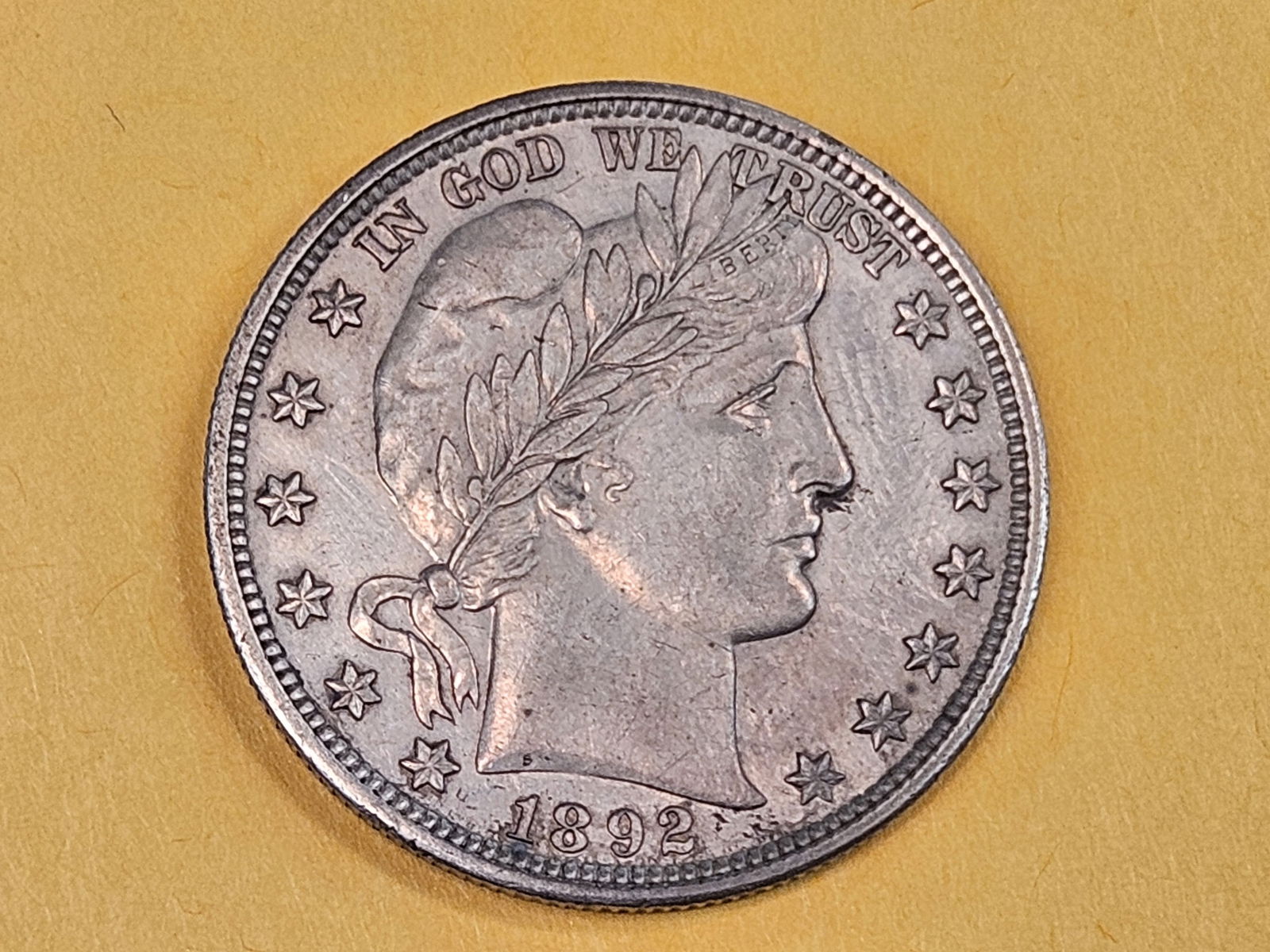 Semi-Key 1892 Barber Half Dollar in About Uncirculated plus - 4