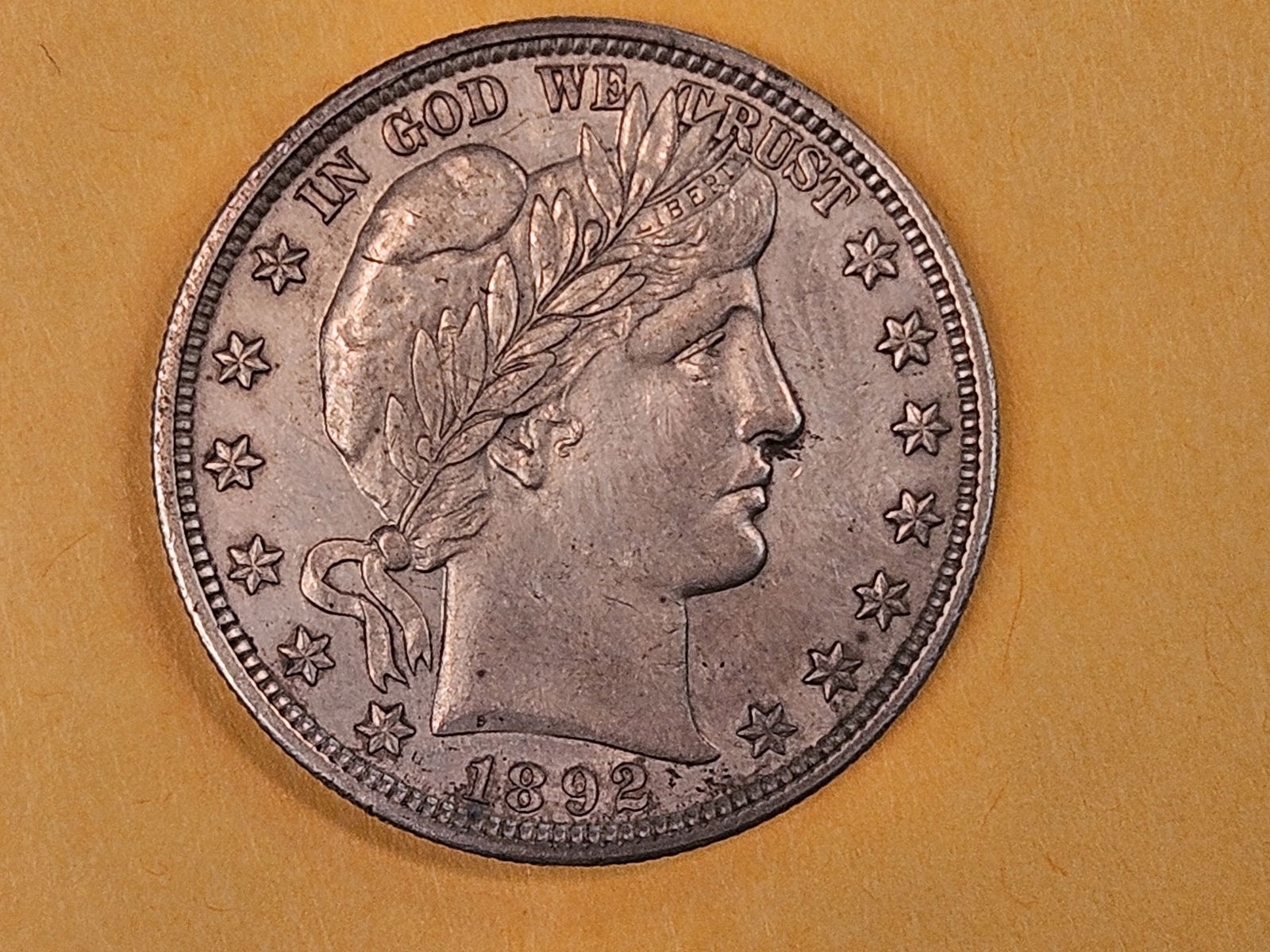 Semi-Key 1892 Barber Half Dollar in About Uncirculated plus - 5