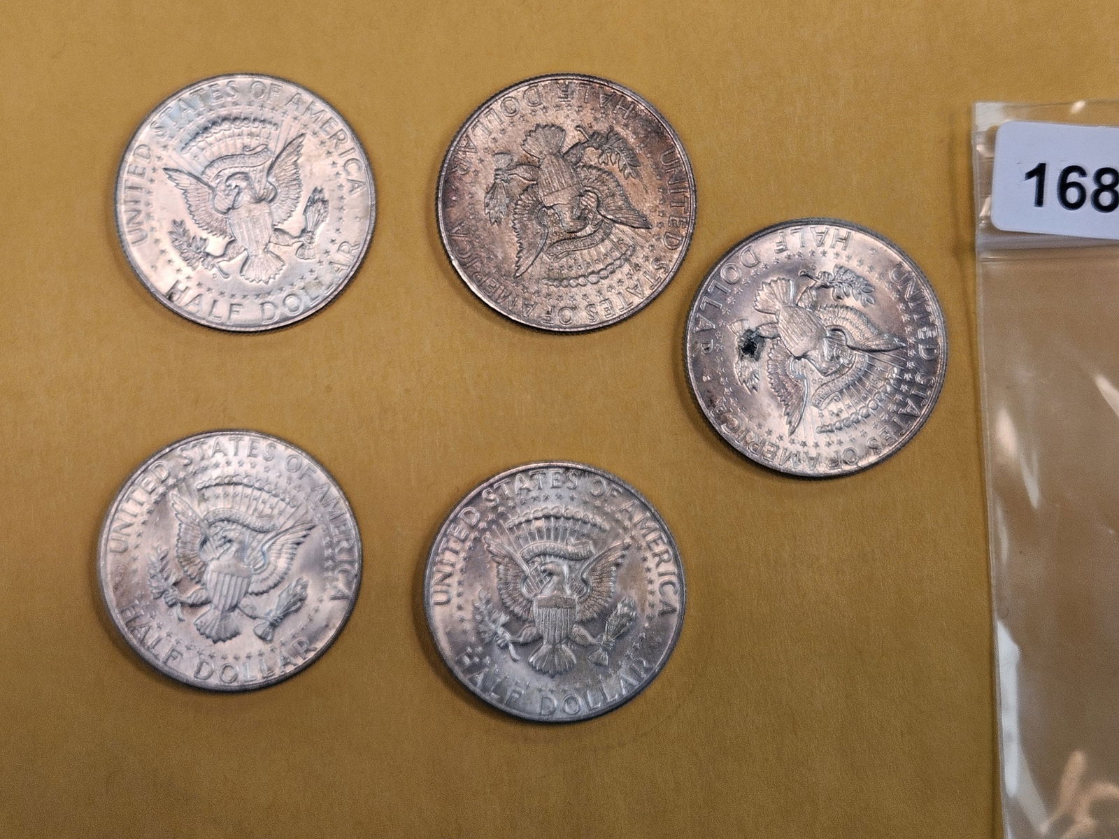 Five Brilliant Uncirculated silver Kennedy Half Dollars - 2