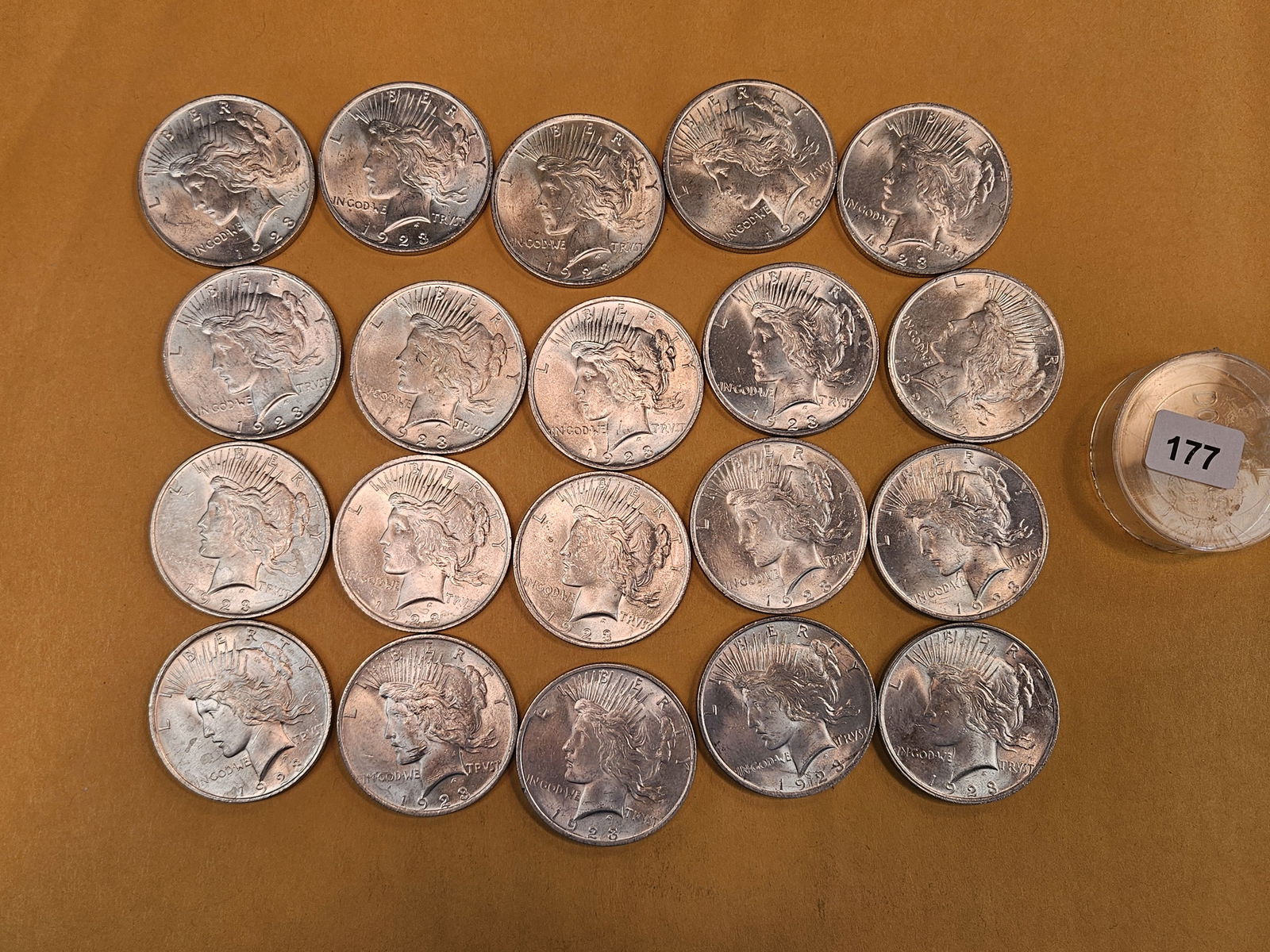 ** FULL Original Roll of Brilliant Uncirculated 1923 Peace Silver Dollars: All BU to Choice BU 