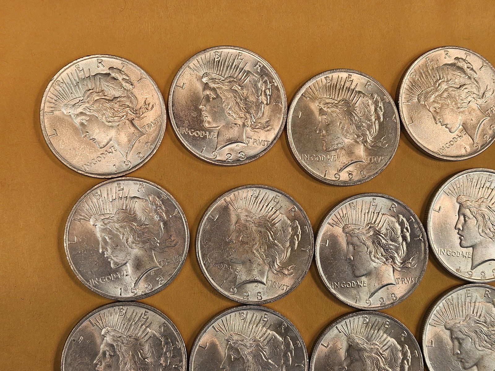 ** FULL Original Roll of Brilliant Uncirculated 1923 Peace Silver Dollars - 2