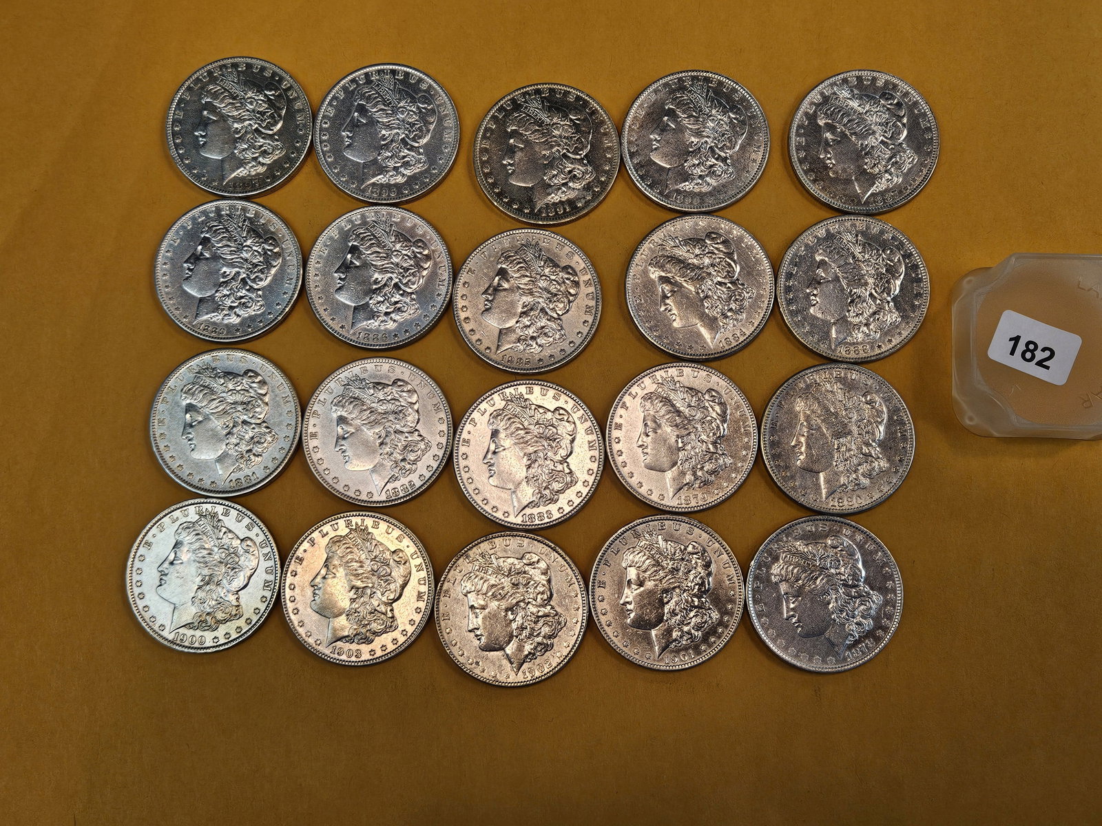 ** FULL ROLL ** Twenty Bright About Uncirculated Morgan silver Dollars: All pre-1904. All in AU to AU Plus 