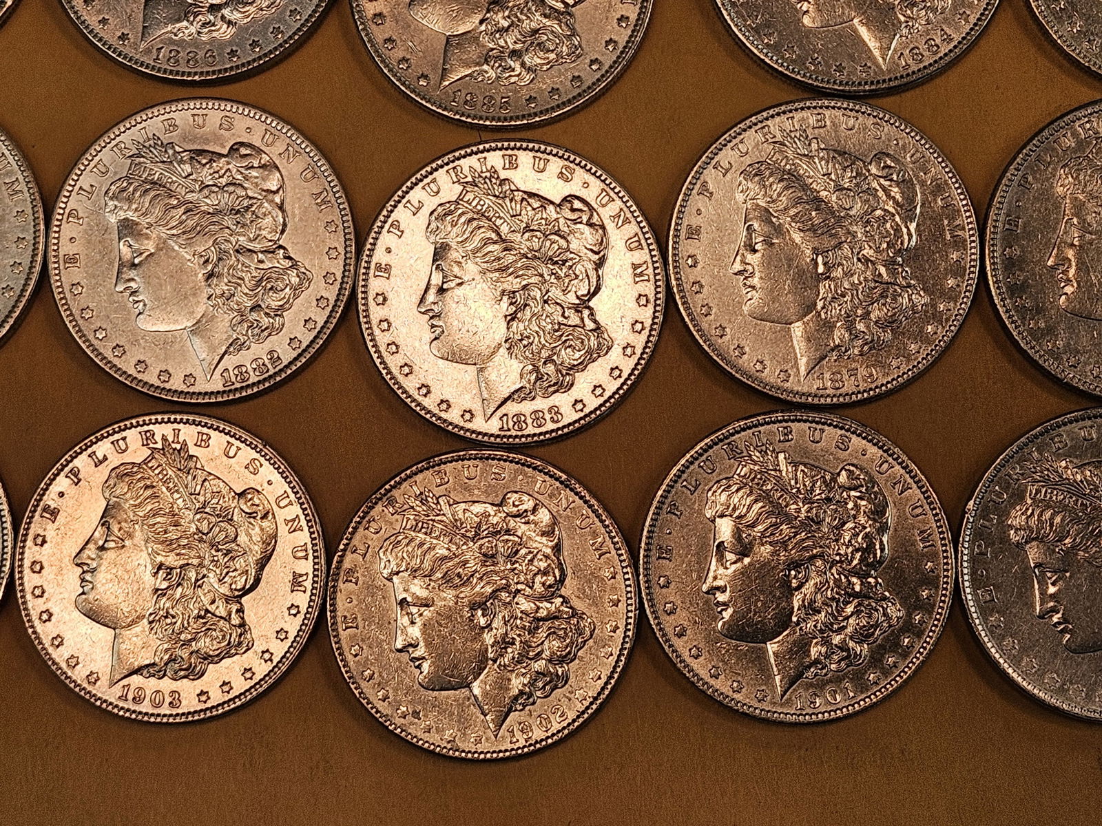 ** FULL ROLL ** Twenty Bright About Uncirculated Morgan silver Dollars - 6