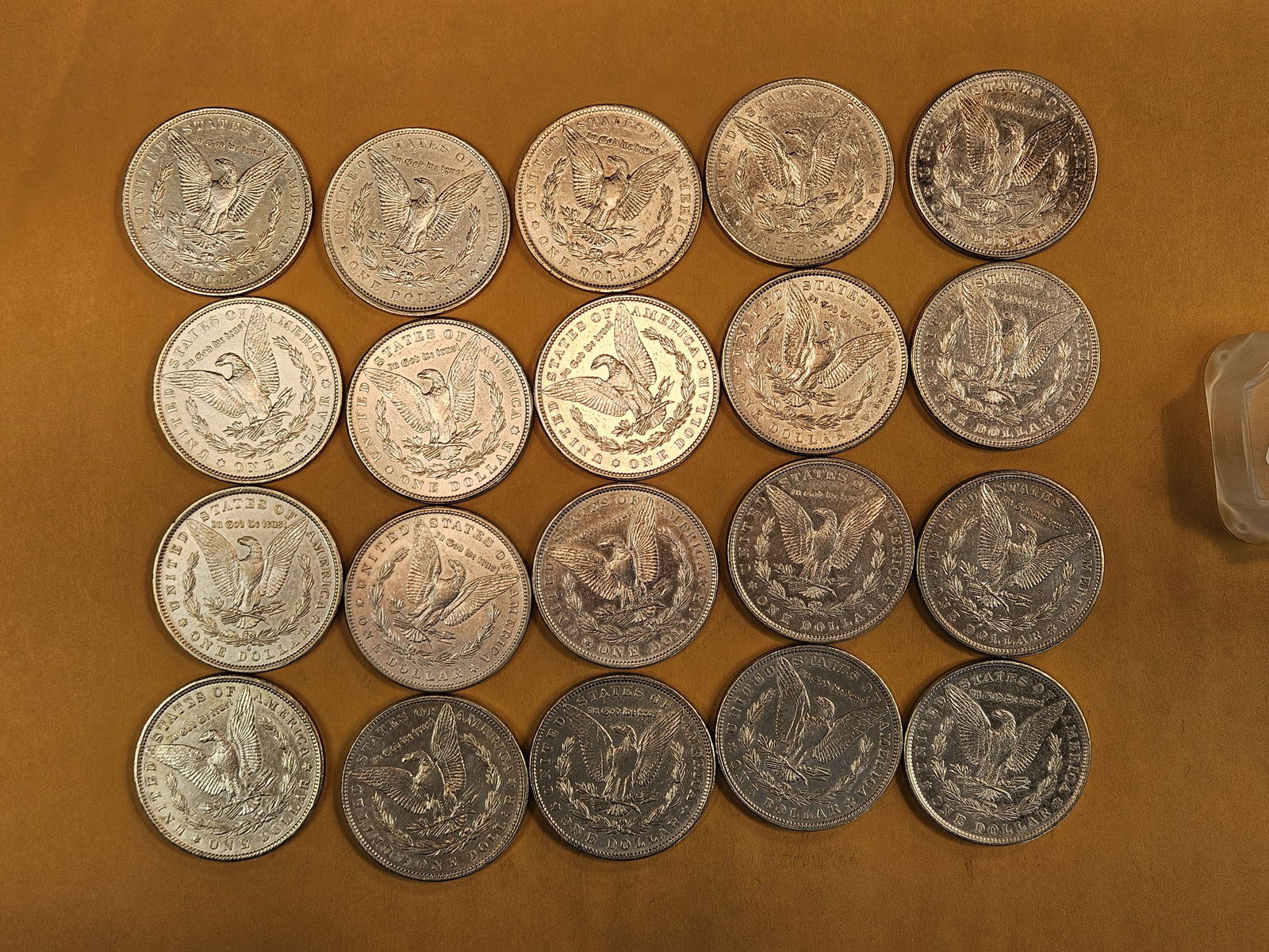 ** FULL ROLL ** Twenty Bright About Uncirculated Morgan silver Dollars - 8
