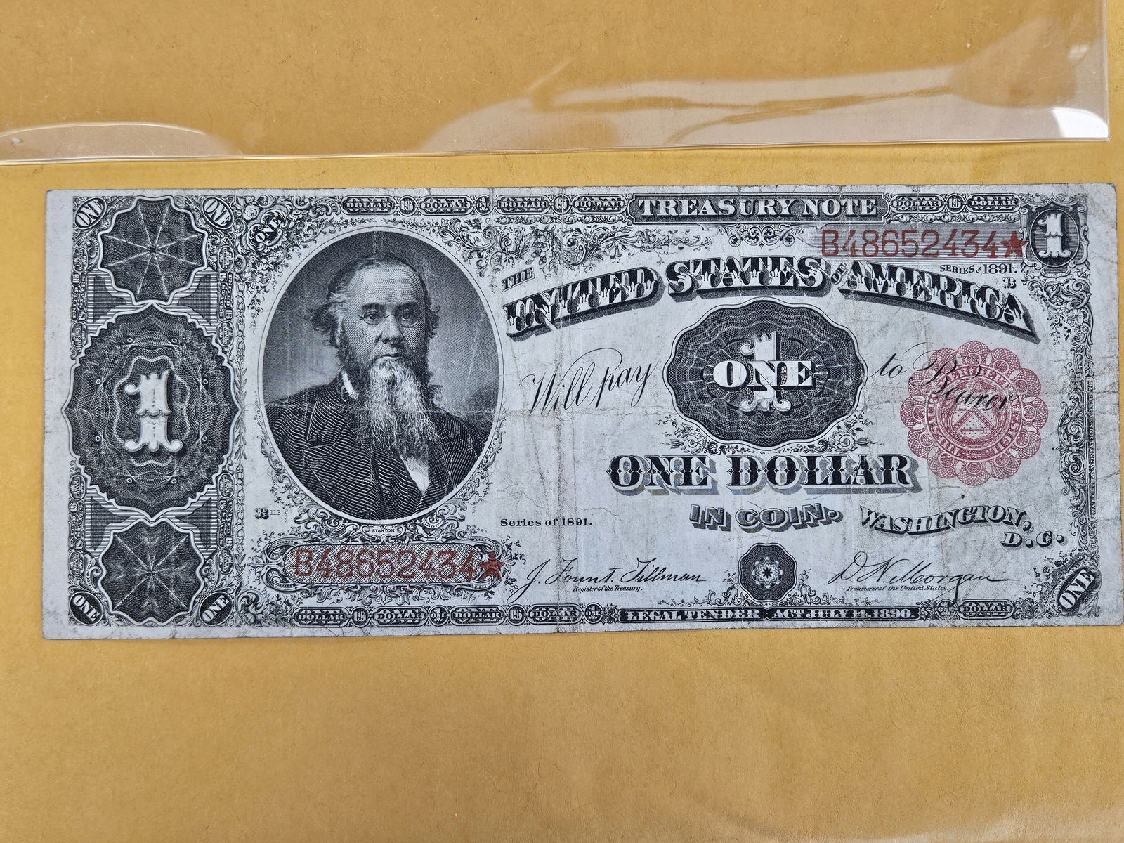 Series of 1891 Large Size One Dollar Treasury Note - 2