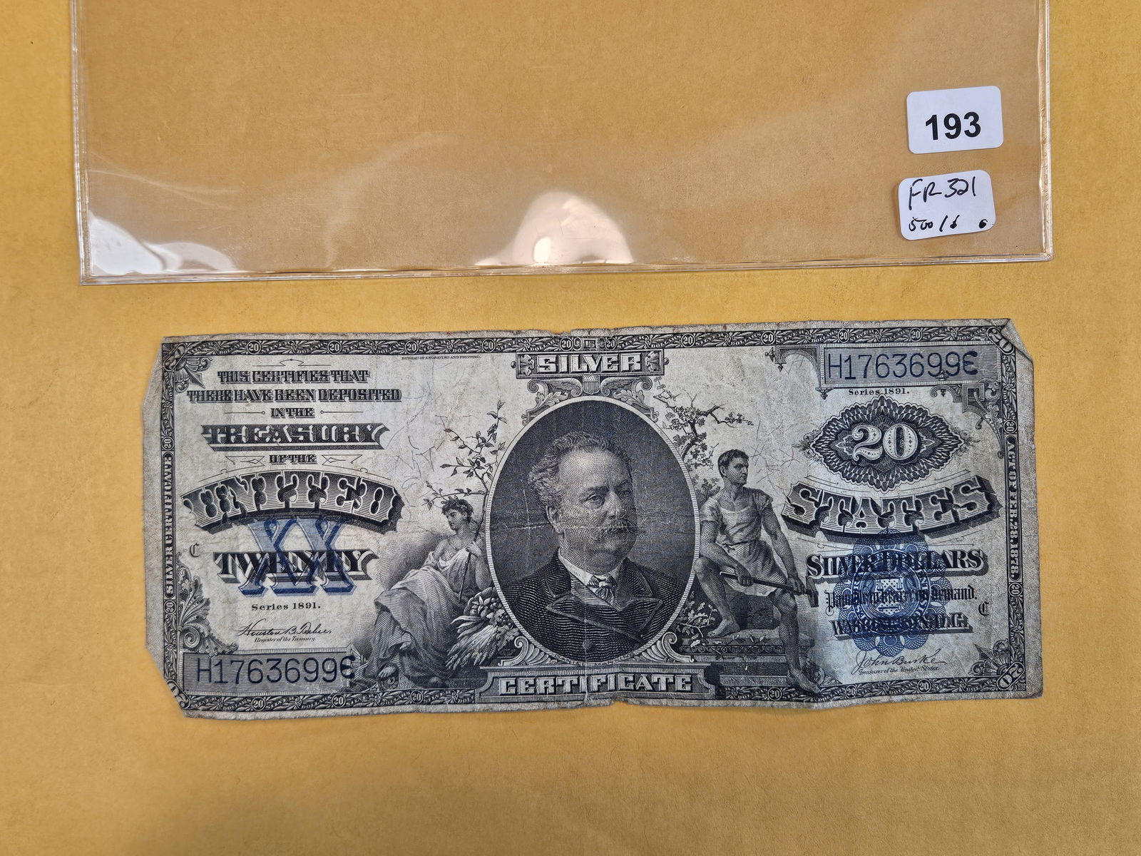 ** SCARCE ** Series of 1891 Twenty Dollar Large Size silver certificate: FR # 321. Tough note! 