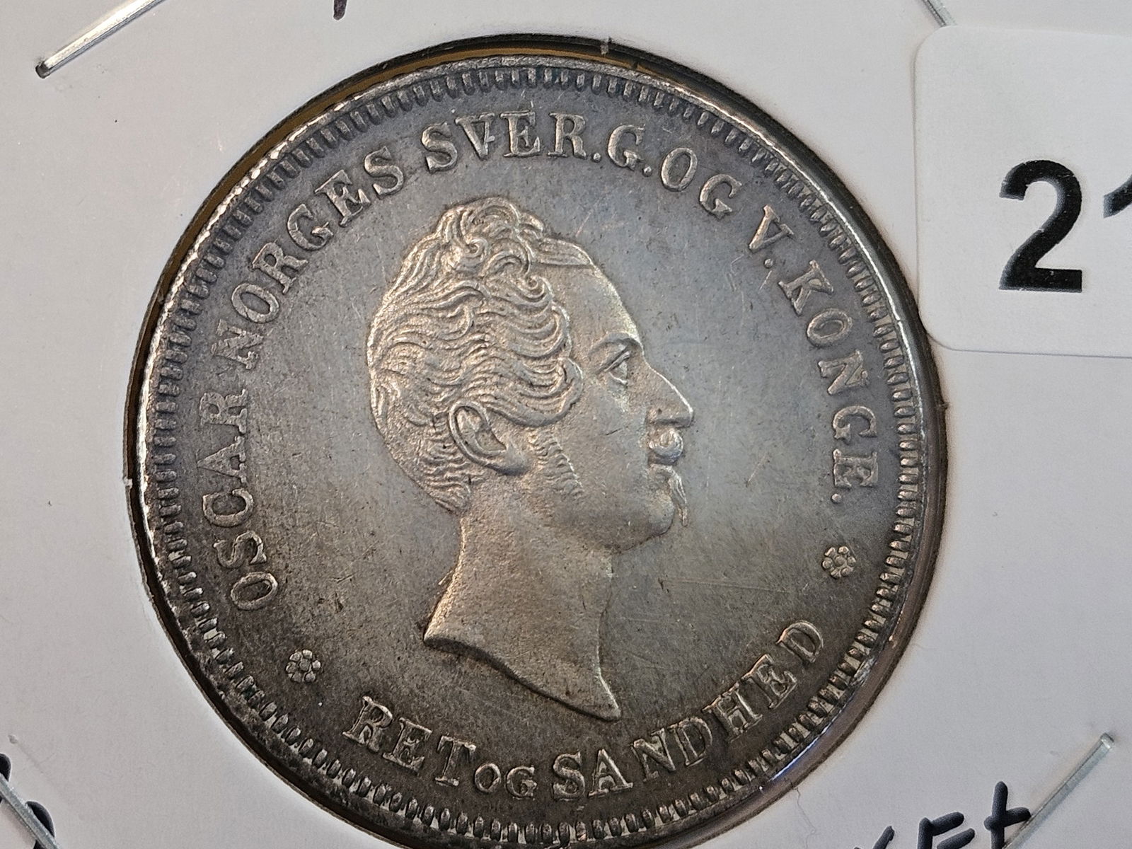 * SCARCE * 1849 Norway silver 1/2 Specie Daler - 4